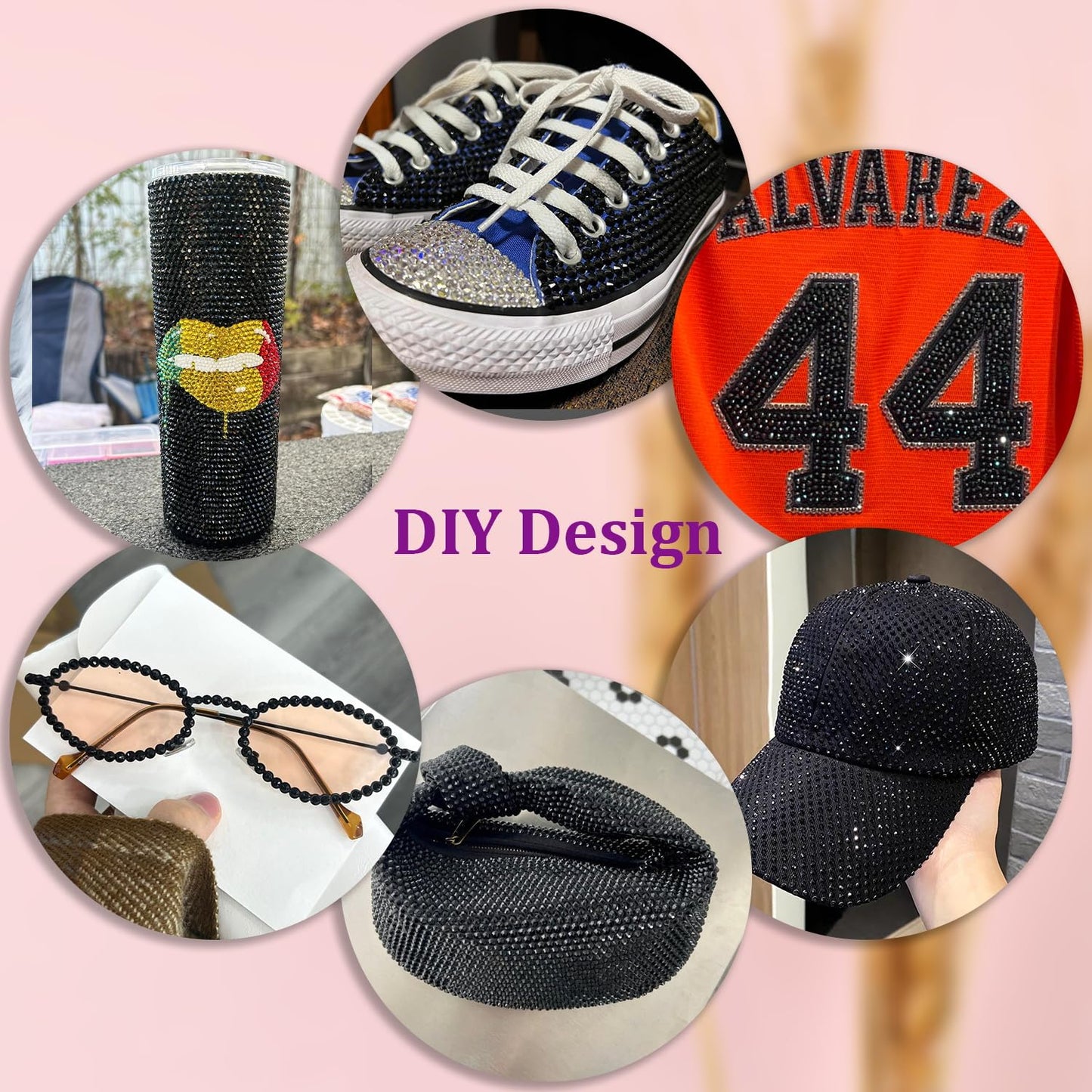 30000Pcs Black Rhinestones for Bedazzling Crafting, Flatback Resin Gems Crystal, Bedazzler Kit with 3Pcs 10ml B7000 Jewelry Glue and Tweezers for DIY Crafts Clothing Shoes Fabric Nail Art