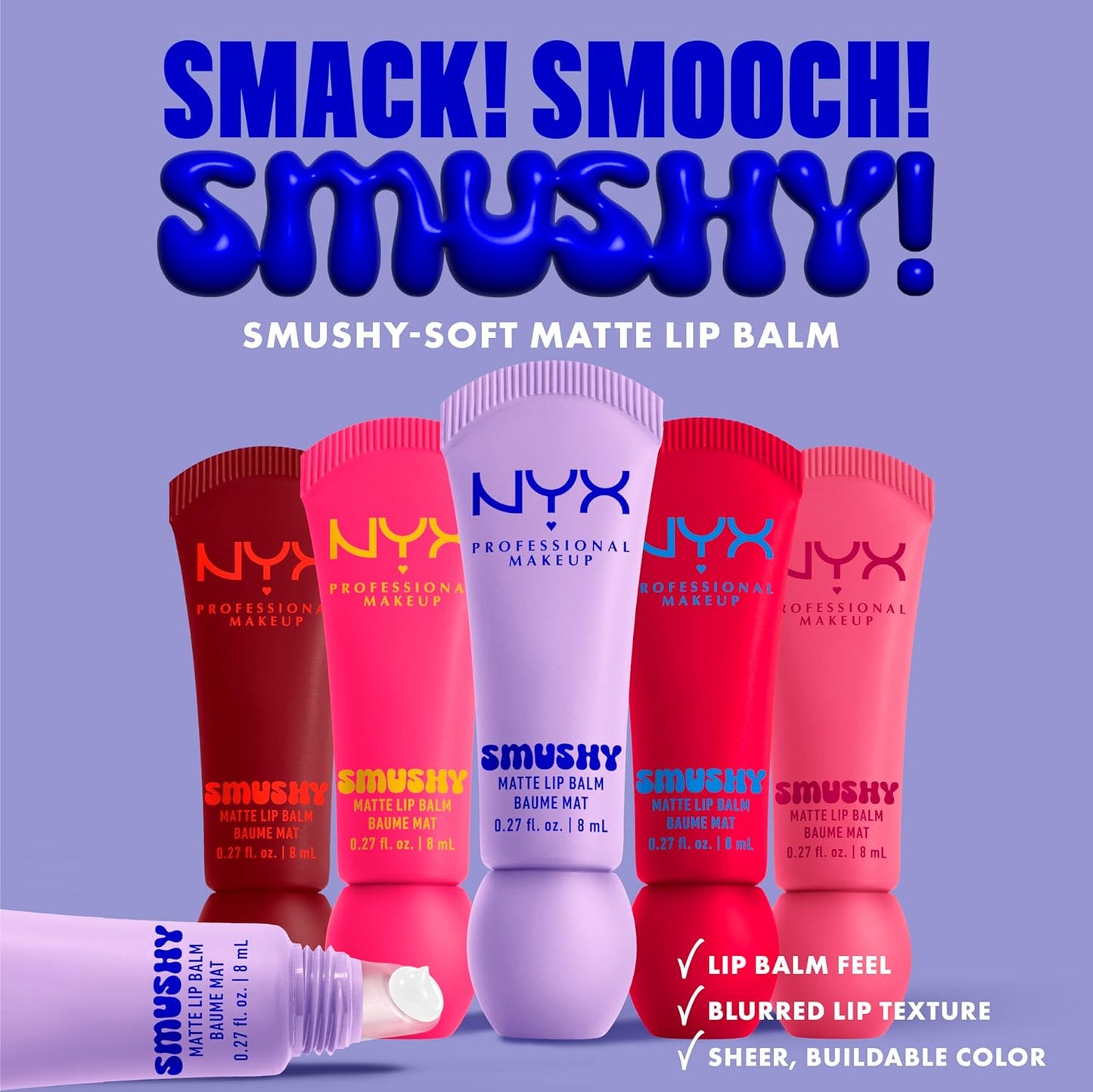 NYX PROFESSIONAL MAKEUP Smushy Matte Lip Balm, Tinted Lip Moisturizer with Soft, Matte Finish - Swipe 2 Smooth (Cherry Cola Brown)