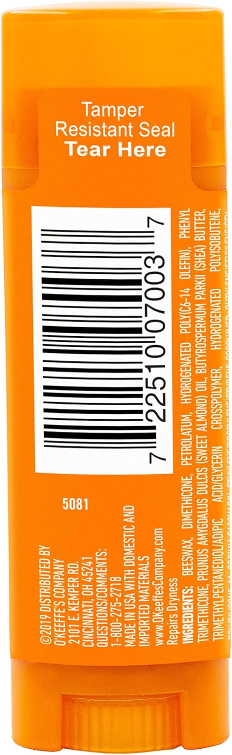 O'Keeffe's Unscented Lip Repair Lip Balm for Dry, Cracked Lips, Stick, (Pack of 11)