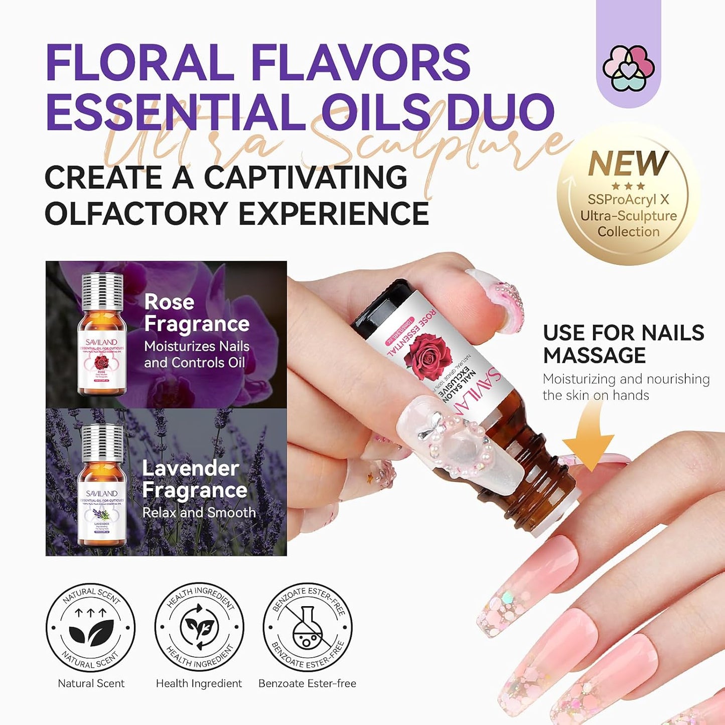 SAVILAND Acrylic Nail Kit for Beginners: White Pink Clear Acrylic Powder and Liquid Set with EMA Acrylic Liquid Monomer Nail Brush Forms Tools and Cuticle Essentials Oil for Nails Home Manicure DIY