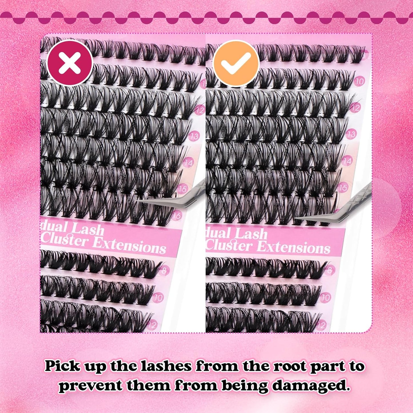 Cluster Lashes D Curl Lash Clusters 280 Pcs Lash Extension Clusters Individual Lashes Soft DIY Eyelash Extensions Mixed Tray Eyelash Clusters Natural Look (40D+50D-0.07D, 8-16mm)