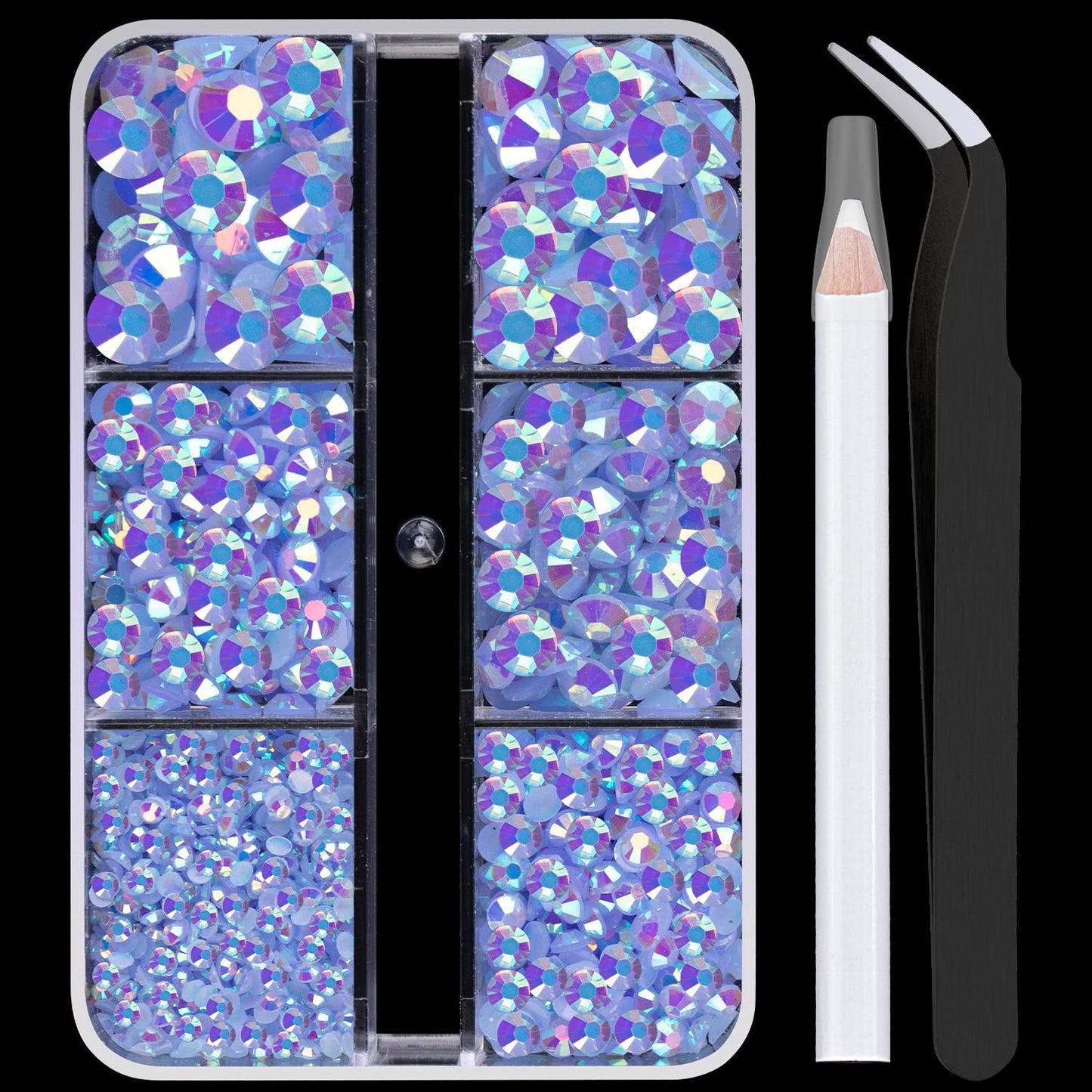 Resin Rhinestones Crafting, 2/3/4/5/6mm Flatback Jelly Rhinestones, 1 Box Sky Blue AB Non Hotfix Crystal Gems for Bedazzling Crafts Mugs Tumblers Clothes Makeup Nail