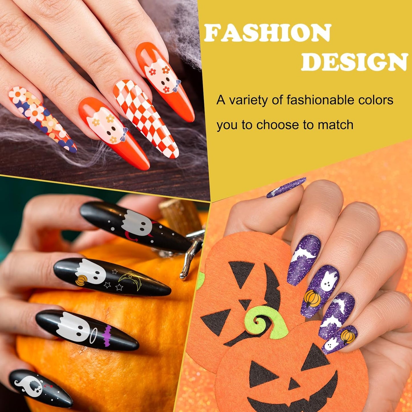 Whaline 6Pcs Halloween Nail Plates Stamping Set Pumpkin Ghost Skull Stamp Templates Nail Art Plates for DIY Print Manicure Salon Design Gift