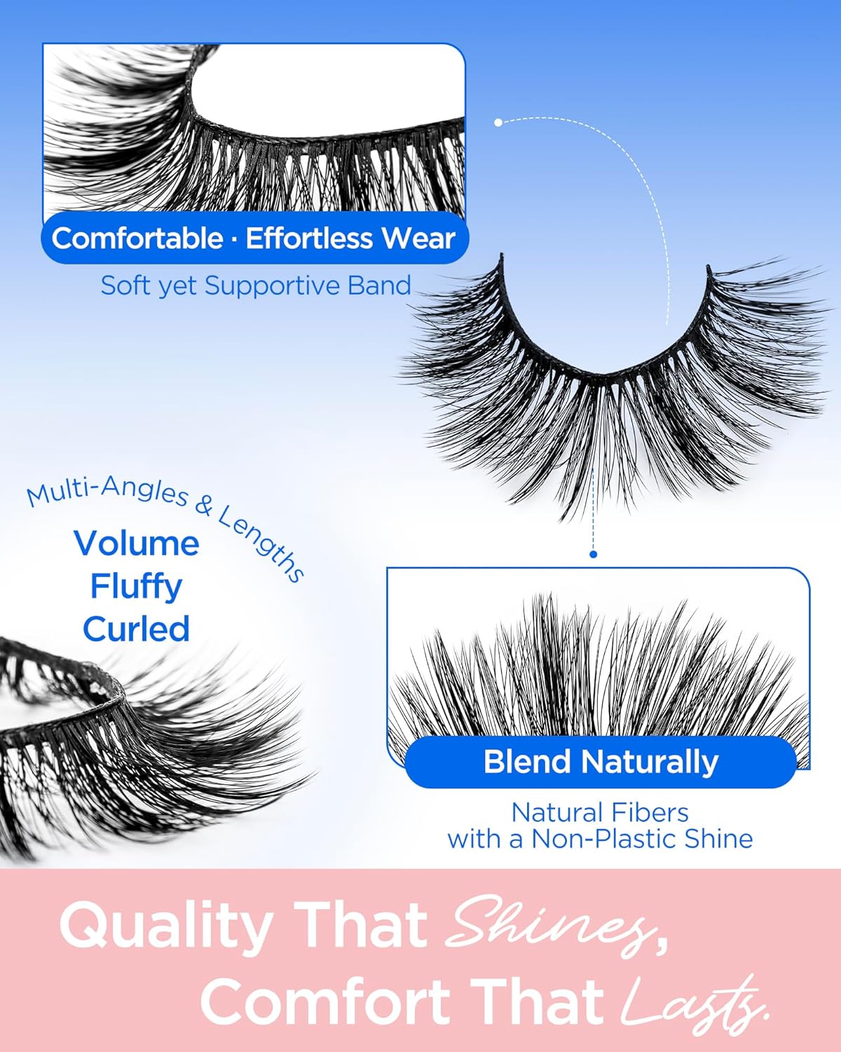 BEYELIAN False Eyelashes 14 Pairs Eye Lashes 10-15mm Strip Lash pack Soft 3D Volume Faux Mink Lashes That Look Like Extensions C200