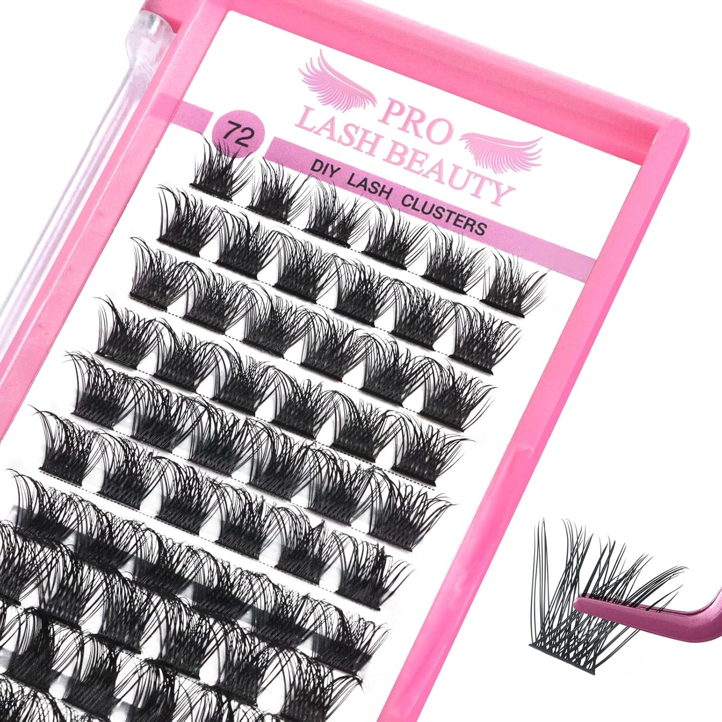 Lash Clusters, 72 Pcs Individual Lashes, Cluster DIY Lash Extension, Volume Eyelashes Look, Super Thin Band and Comfortable (Volume, D-14mm)