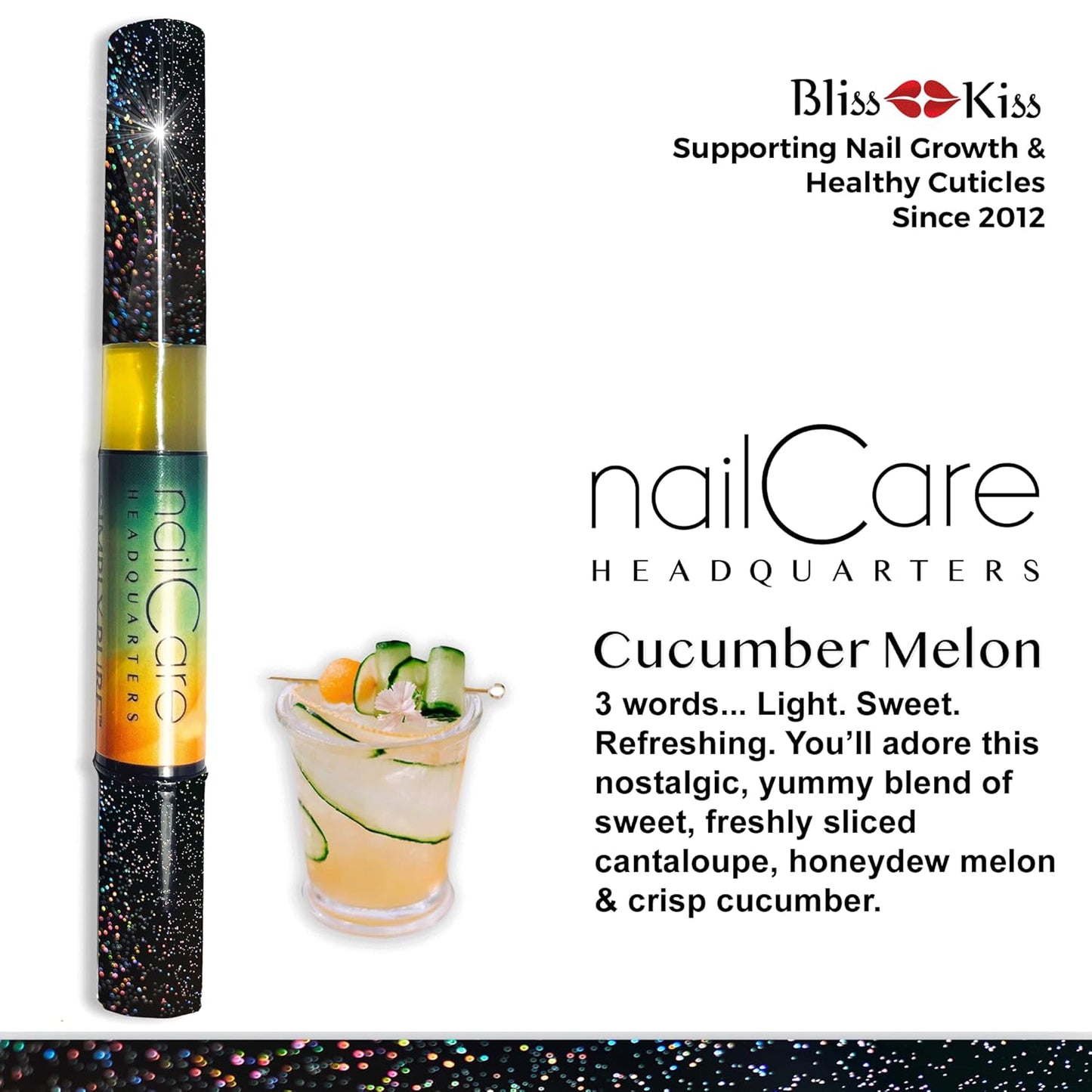 Nail Care Headquarters Simply Pure Cuticle Oil Pen for Nails - Nail Strengthener & Growth Nail Oil and Serum for Damaged Nails, Hangnails w/Jojoba cuticle oil—Cucumber Melon Fragrance