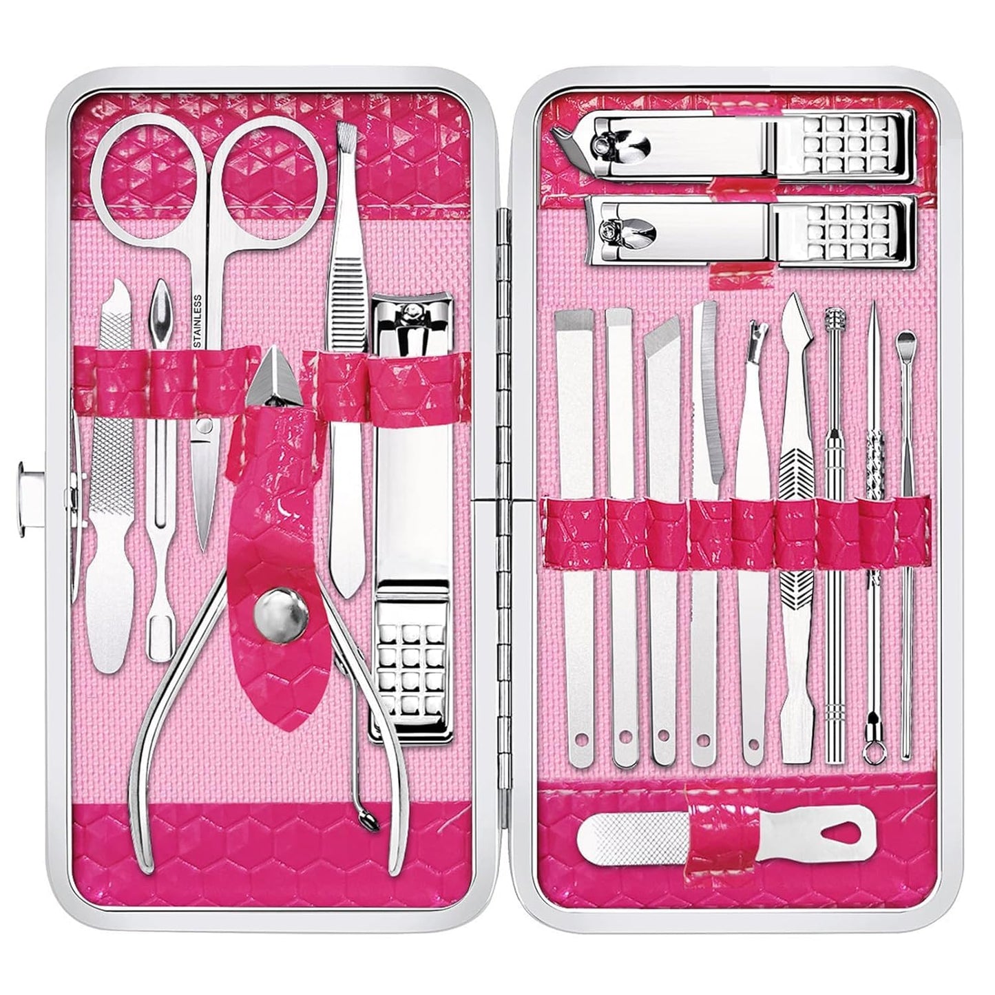Yougai Manicure Set Professional Nail Clippers Set, 18Pcs Manicure Kit Stainless Steel Nail Kit for Women, Pedicure Set Nail Grooming Kit with Travel Case