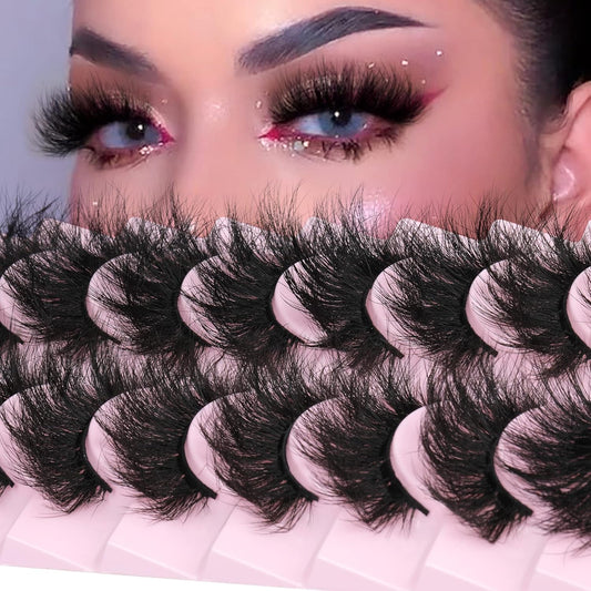 Mink Lashes 8D Volume Dramatic False Eyelashes Soft 20 mm 10 Pairs Pack Wispy FANXITON Faux Mink Eye Lashes