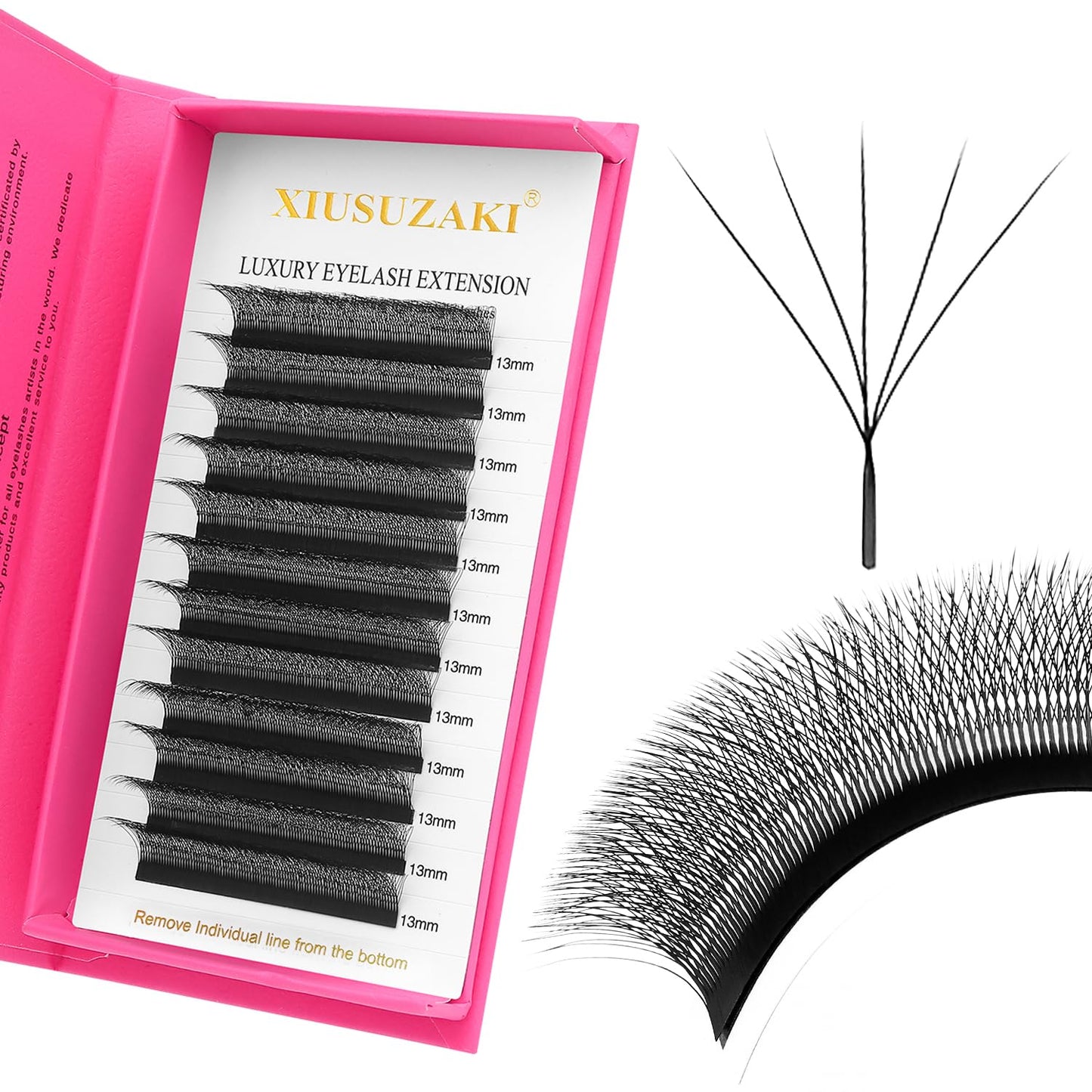 W Lash Extensions Supplies 5D Eyelash Extensions W Shape 0.07mm Thickness D Curl 10mm Premade Fans Easy Fan Lashes Volume Matte Black 12 Rows Crisscross Eye Lashes(W-5D-0.07-D,10mm)