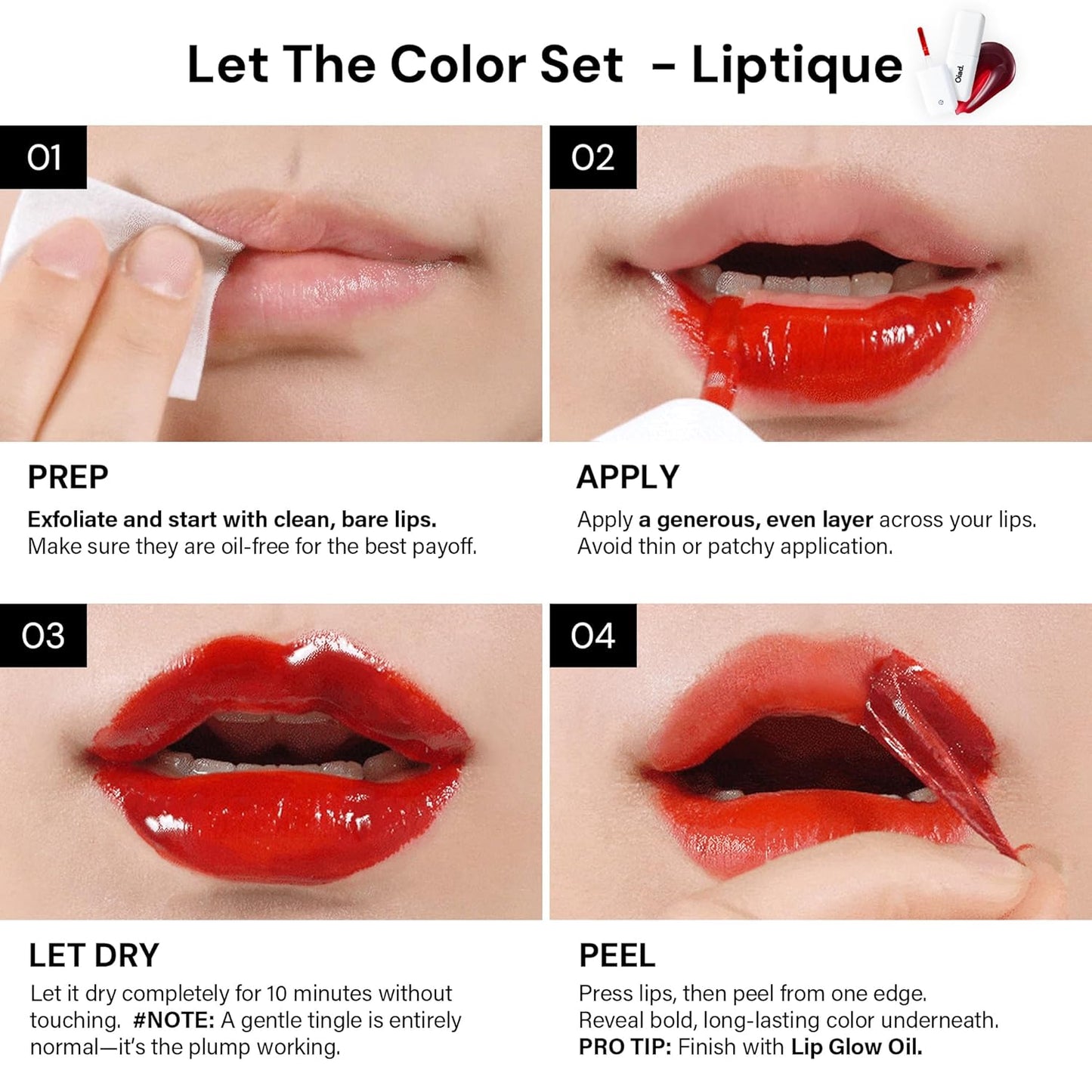 Liptique Korean Lip Stain Peel Off - 24 Hour Long Lasting Lip Tattoo, Waterproof & Transfer Proof, Nourishing & Hydrating Lip Tint for Women, Instant Plumping Lip Tints Peel Off (001 ROUGHER)