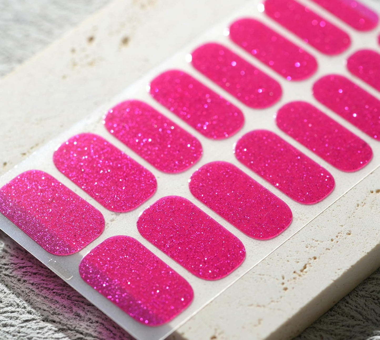 Nail Polish Strips, 32PCS Salon Quality Wraps, Long Lasting Gel Nail Stickers for Women Easy Apply& Remove (Fuschia Box Pink)