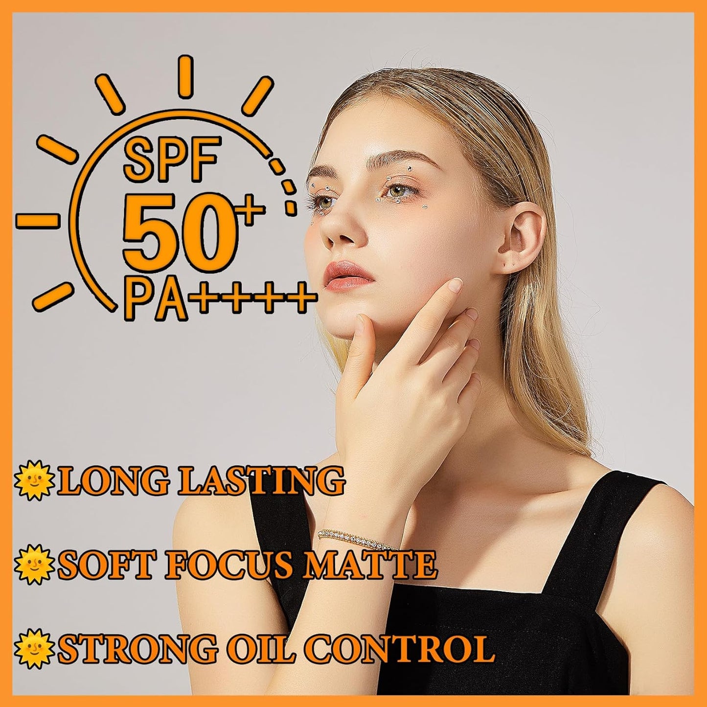 Sunscreen Setting Powder,Brush Setting Makeup SPF 50 PA++ for All Skin,Moisturizing & Lightweight Loose Face Powder with Sunscreen Brush,Soft Matte Finish Long Lasting Oil Control Make up