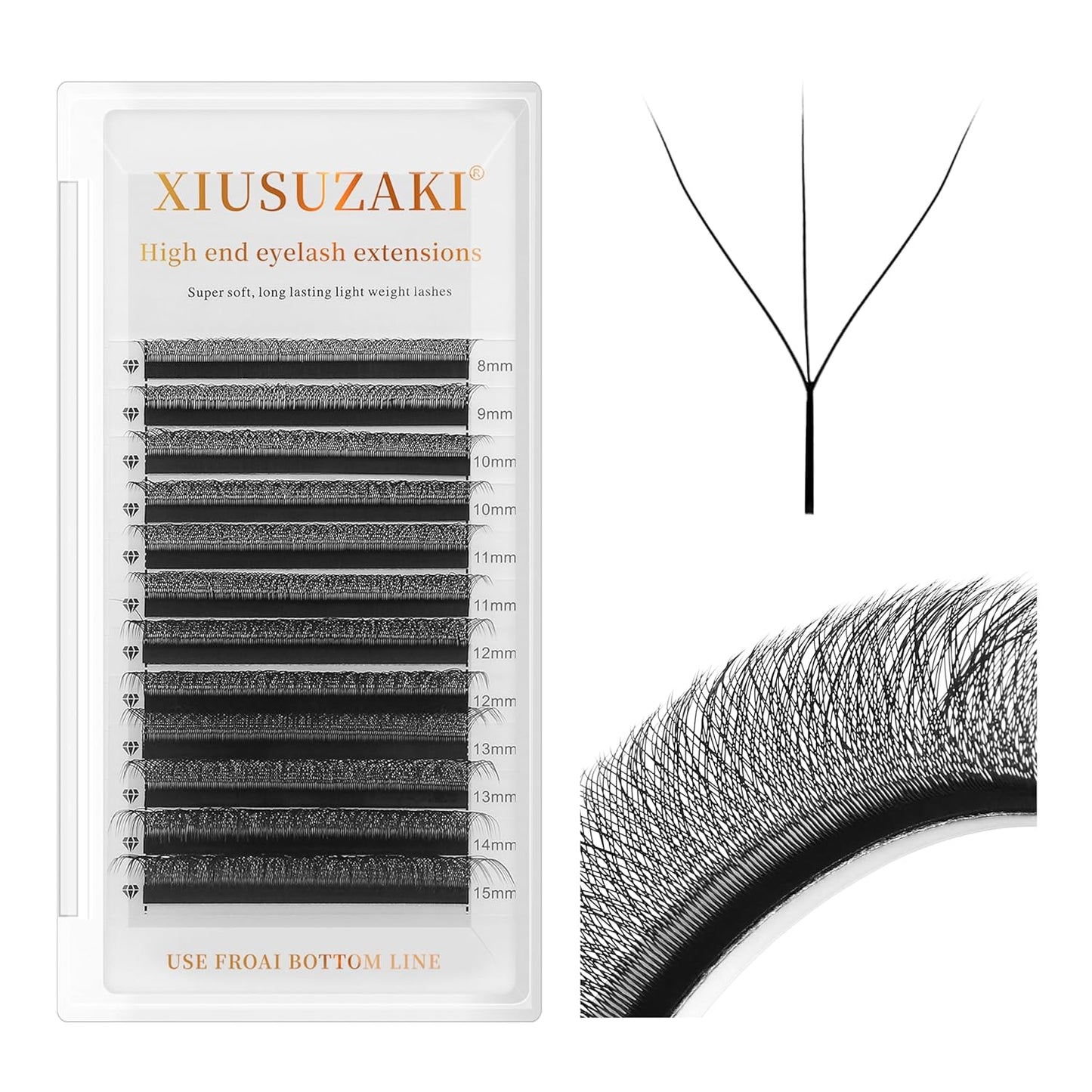 W Lash Extensions Supplies 3D Eyelash Extensions W Shape 0.07mm Thickness D Curl 12mm Premade Fans Easy Fan Lashes Volume Matte Black 12 Rows Crisscross Eye Lashes(W-3D-0.07-D,12mm)