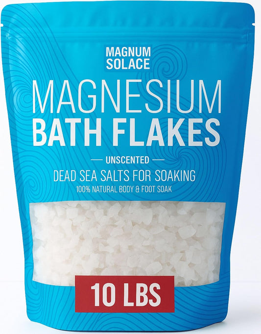 Magnesium Flakes for Bath - Magnesium Chloride Flakes - Dead Sea Salts for Soaking, 10 LBS