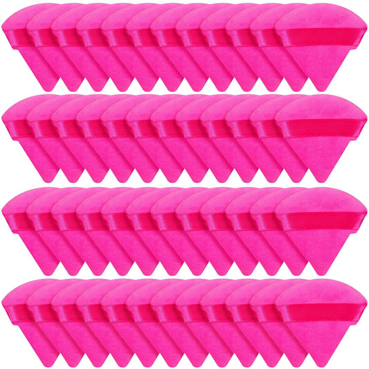 Suclain 48 Pcs Velour Triangle Powder Puff Soft Velour Makeup Puff for Face Powder Makeup Triangle Sponges for Wet and Dry Cosmetic Foundation Loose Mineral Body Tool (Pink)