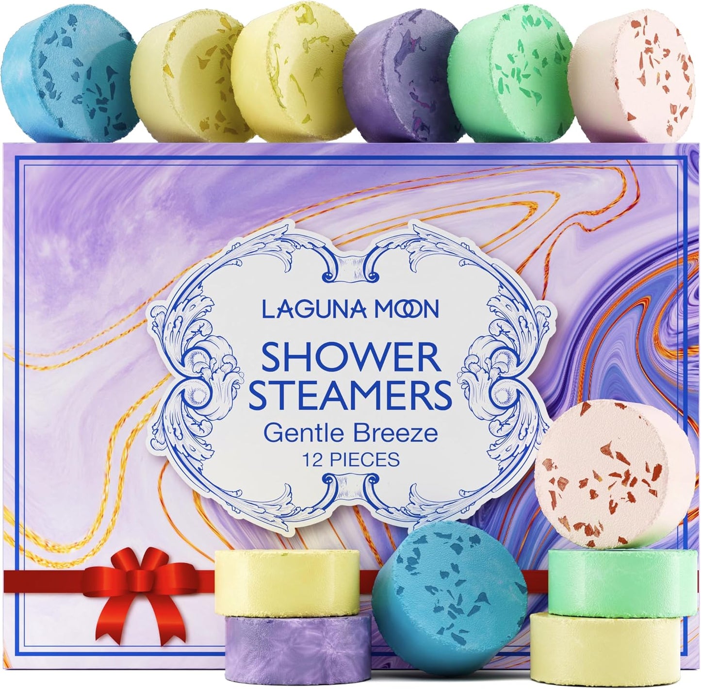 Lagunamoon Aromatherapy Shower Steamers, 12 Piece Variety Pack Essential Oil Shower Steamers - Self Care, Relaxation, Pampering Vapor Shower Tablets for Home Spa, Christmast Set, Gifts for Men, Women