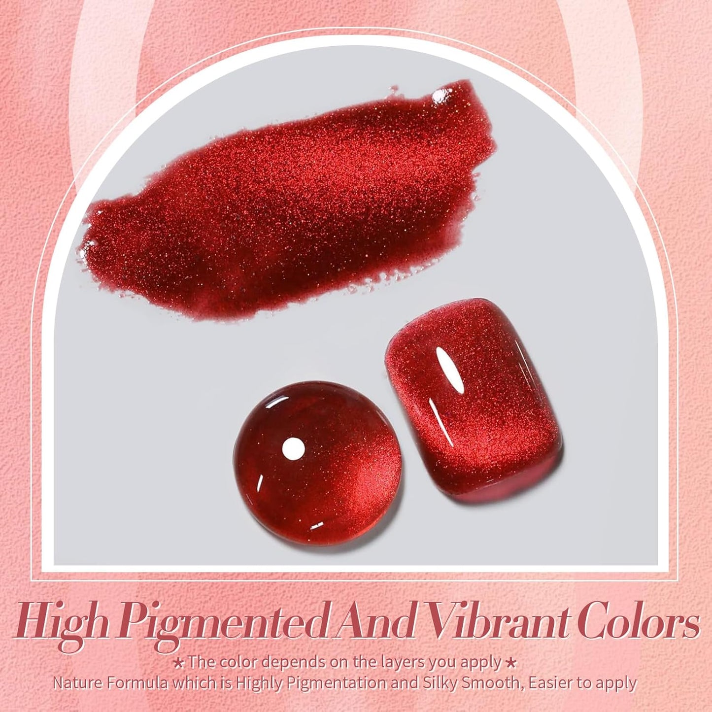 Born Pretty Cat Magnetic Eye Gel Nail Polish Ruby Red Holographic Glitter Shiny Sparkle Crystal Gel Nail Polish Magnetic Nail Polish Salon DIY at Home 15mL