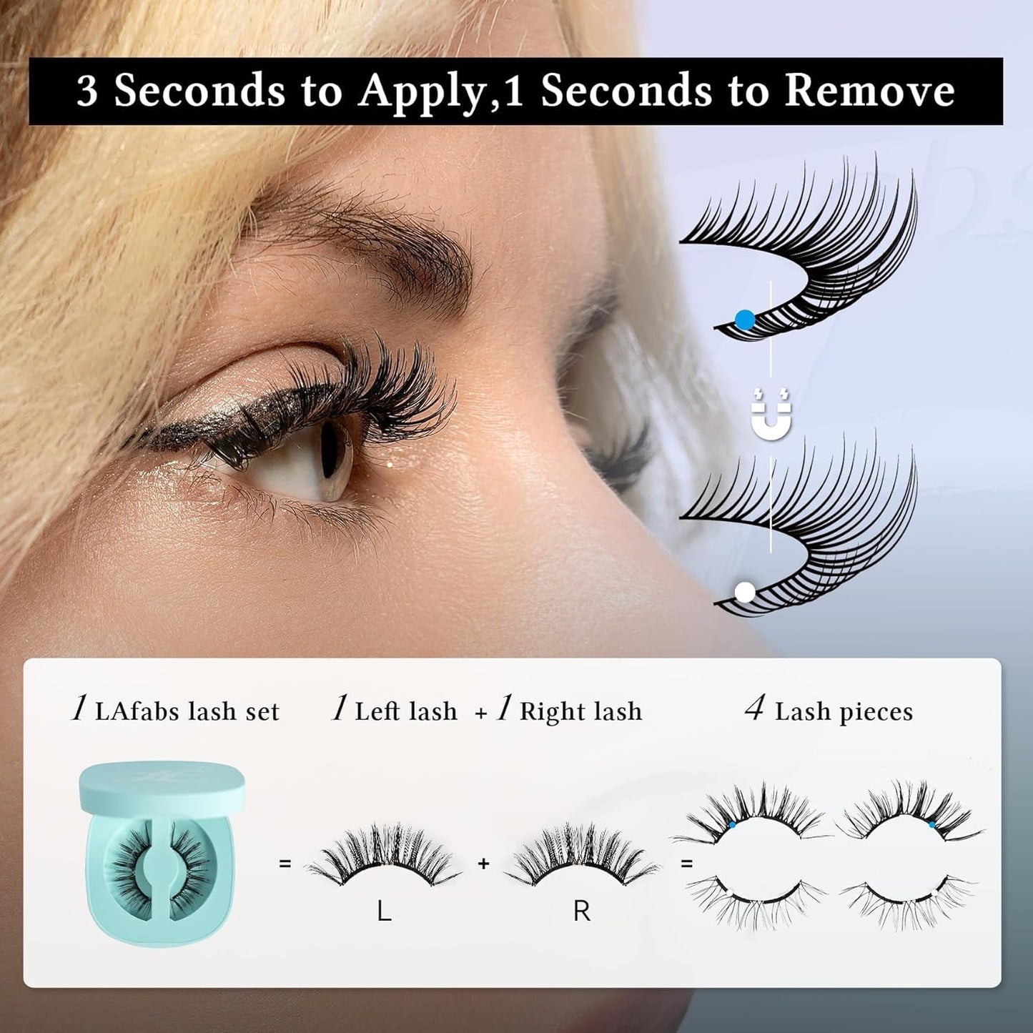 Magnetic Eyelashes, Natural Series Magnetic lashes with applicator, Reusable Glue-free False Eyelashes, Waterproof, Lightweight Wispy lashes, Suit for Natural Makeup