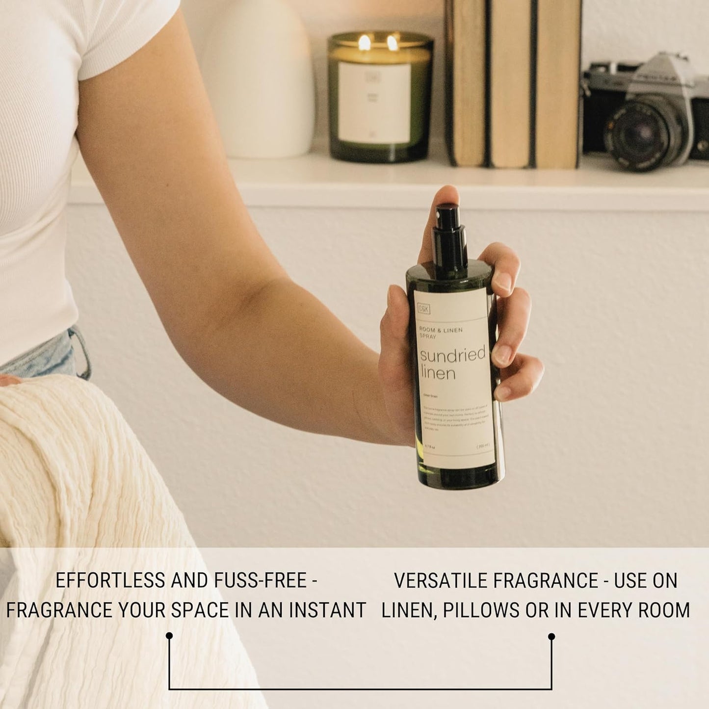 Craft & Kin Sundried Linen Room Spray for Bedding, 6.76 oz, Pillow Spray, Long-Lasting Room Freshener, Soothing Aroma Mist for Home & Washroom