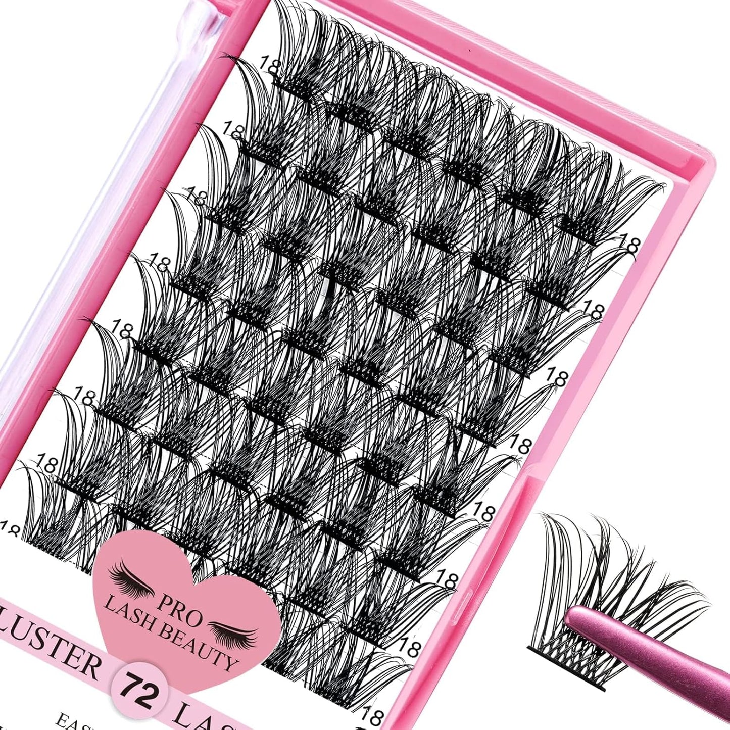 Lash Clusters, 72 Pcs Individual 12-18mix Cluster Lashes DIY Lash Extension Eyelash Clusters Volume Wispy Lashes Super Thin Band Reusable Soft & Comfortable(Volume-D-12-18 mix)