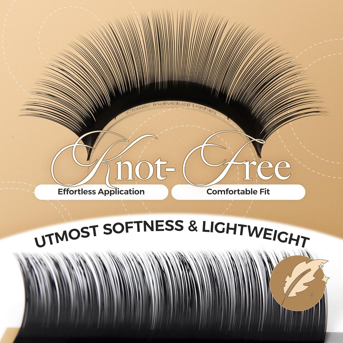 LASHVIEW Silk Mink Fake Eyelash Extensions 0.20 Thickness C Curl Mixed Tray 8-15mm Natural Thick Lashes Individual Semi-Permanent Eyelashes Application for Professional Salon Use