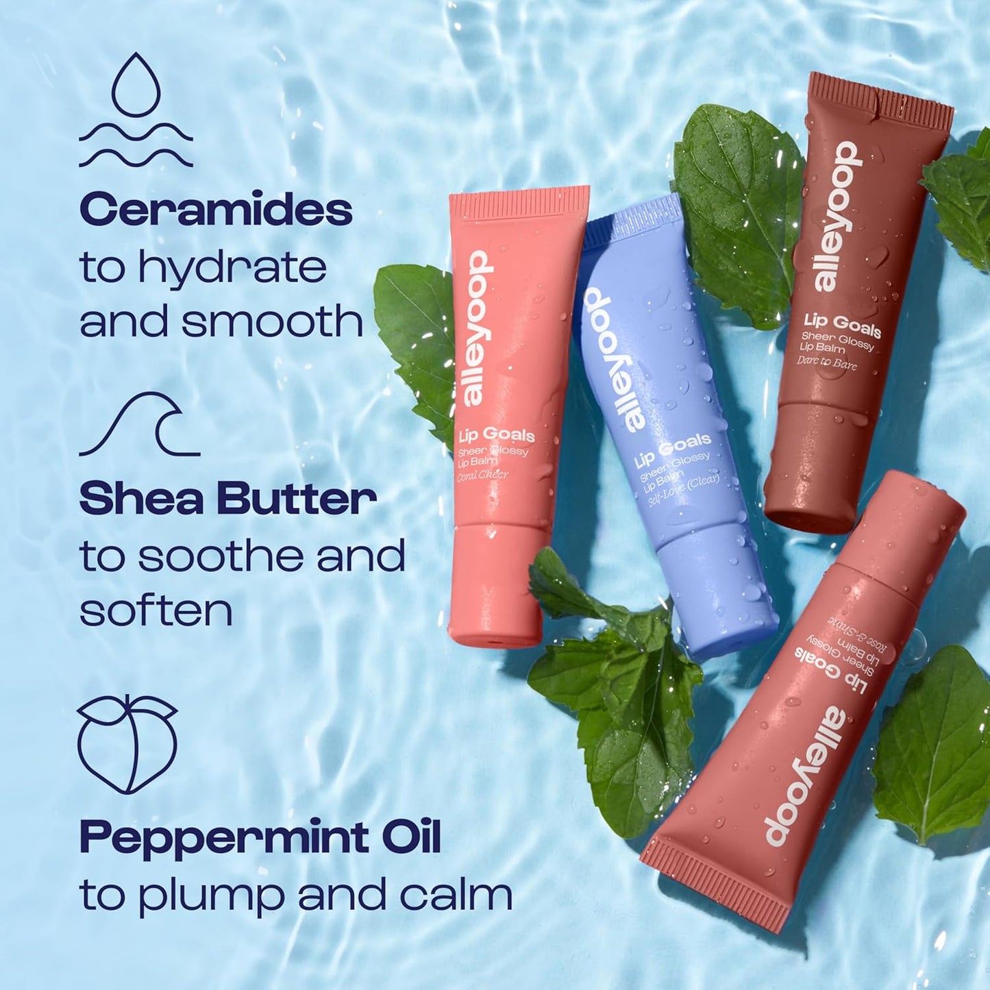 Alleyoop Lip Goals Glossy Lip Balm – Hydrating Tinted Lip-Moisturizer for Women - Vegan LipBalm for Cracked Lips, Moisturizing LipGloss Balm - Lips Treatment & Hydration Care, (Sheer Dusty Rose)