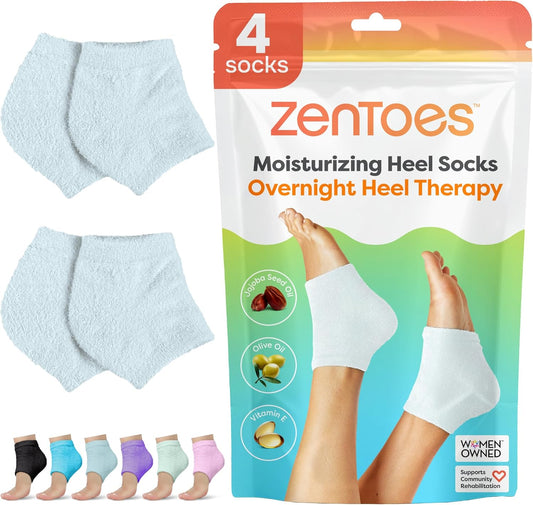 ZenToes Moisturizing Fuzzy Sleep Socks with Vitamin E, Olive Oil and Jojoba Seed Oil to Soften and Hydrate Dry Cracked Heels (Regular, Slate)2 Pair (Pack of 1)