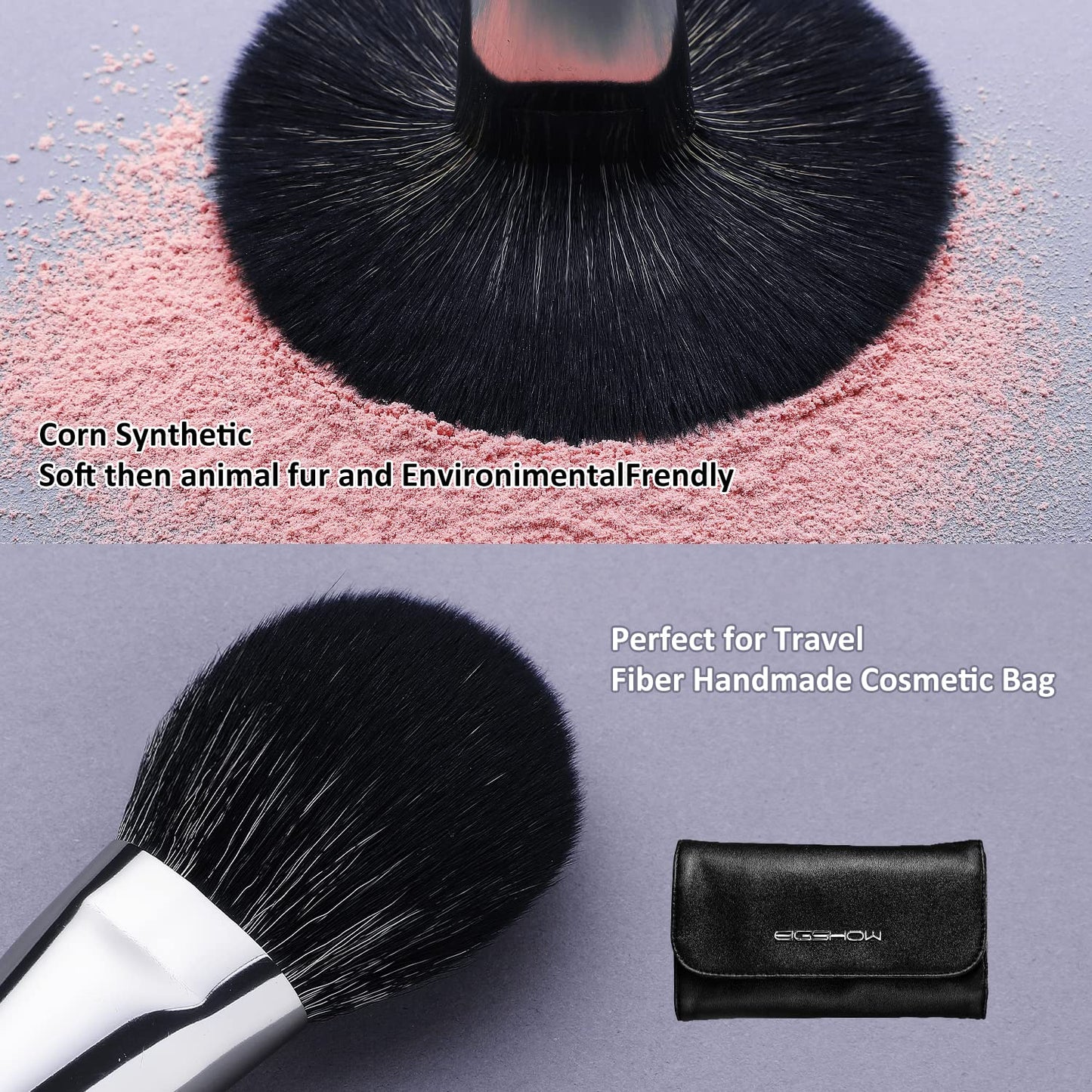 Professional Makeup Brush Set, EIGSHOW High End Makeup Brushes for Foundation Powder Blending Blush Bronzer Eyeliner Eyeshadow with Case (PRO 18pcs Grey)