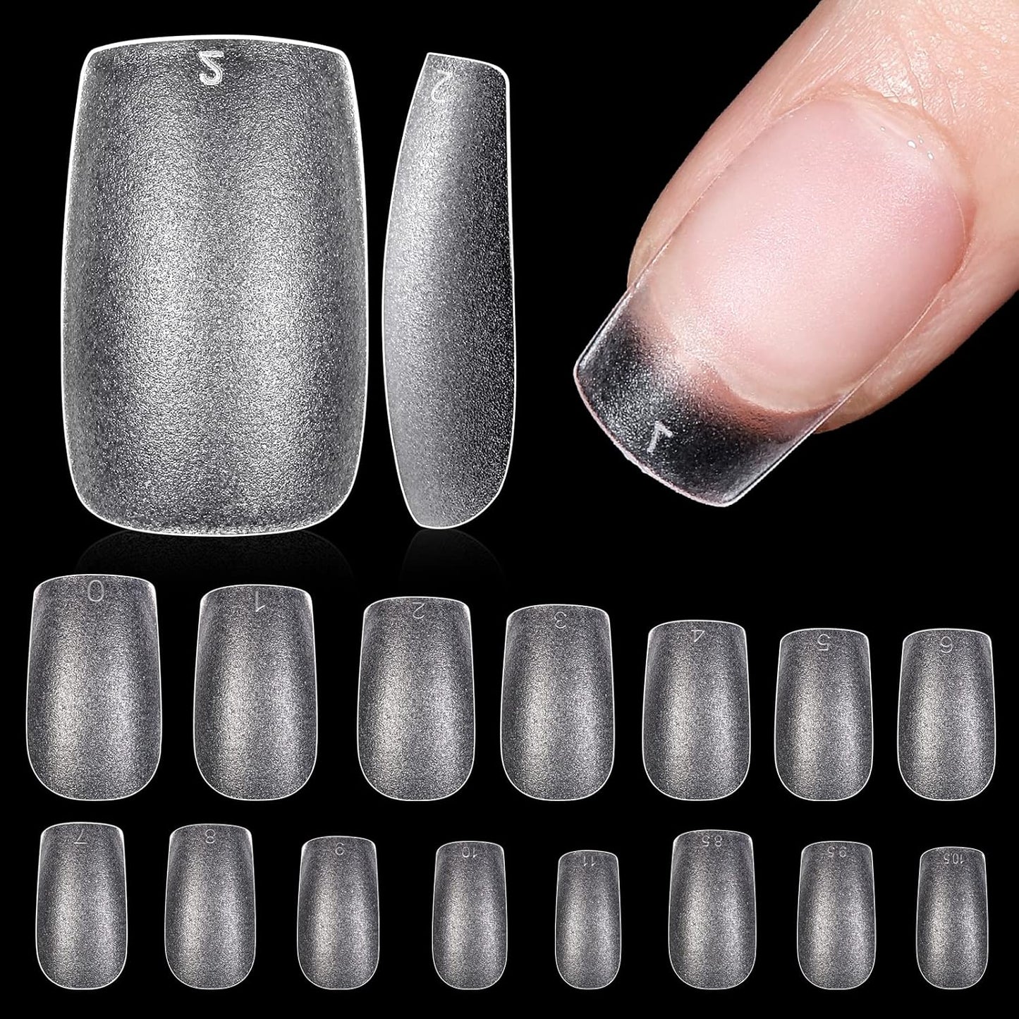 TOMICCA Short Square Nail Tips 240Pcs Pre-buff Full Matte Acrylic Fake Nails, 15 Sizes Full Cover Press on Nail for Extension Manicure Home DIY Nail Art