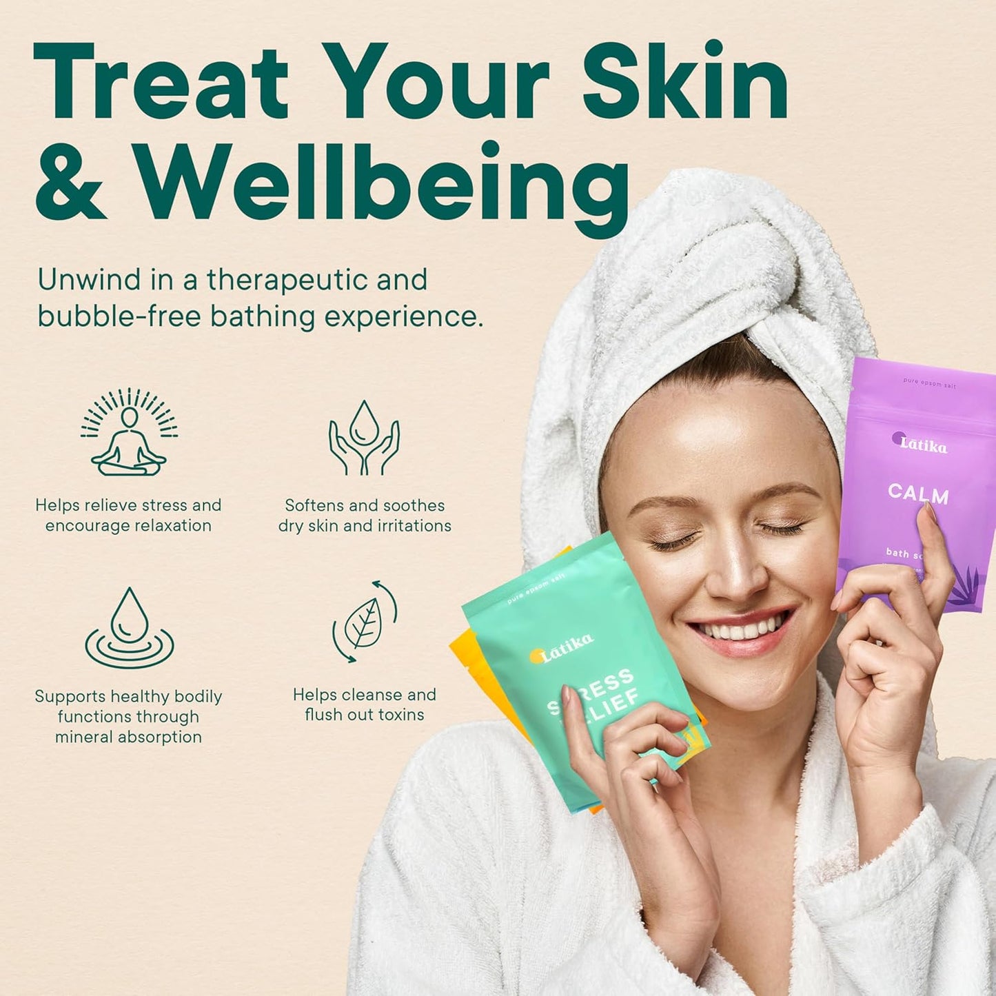 Soaks Set of 3 – Rejuvenate, Calm & Stress Relief Bath Soak with Essential Oils | Epsom Salt for Muscle Recovery & Skin Nourishment | Vitamin C, Lavender Mint, Grapefruit & More