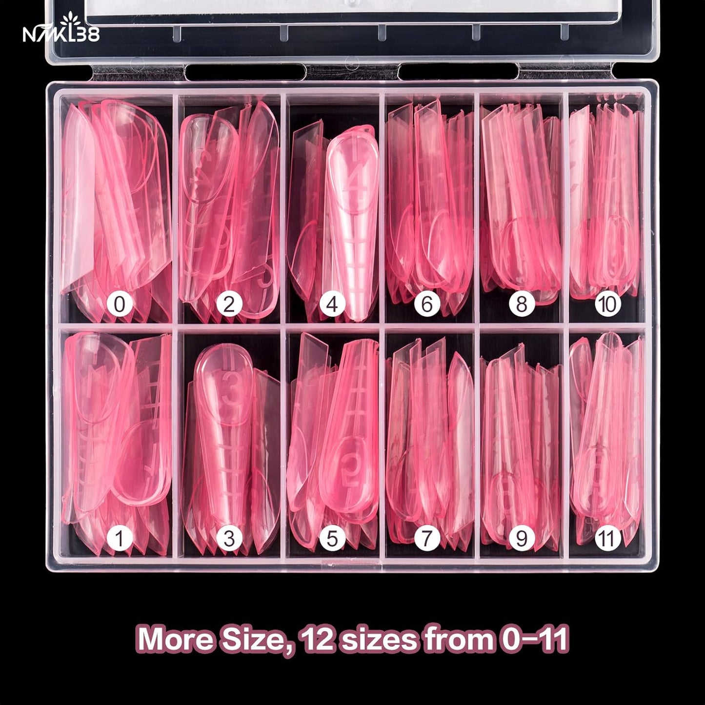 NMKL38 Diy 120PCS Clear Dual Nail Forms Full Cover Nail Mold Tips Arched Almond Acrylic Nail Extension Tools for Poly Gel Nail Art Salon