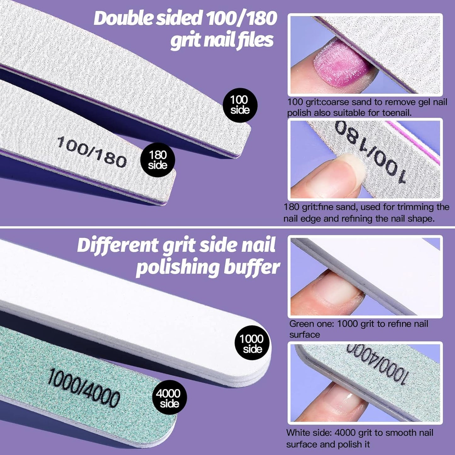 FANDAMEI Nail Files and Buffers, Nail Cuticle Remover Kit with Nail File, Nail Buffer, Nail Buffer Block, Cuticle Nipper, Cuticle Pusher, Cuticle Peeler. Nail Cuticle Oil Lavender for Nail Care