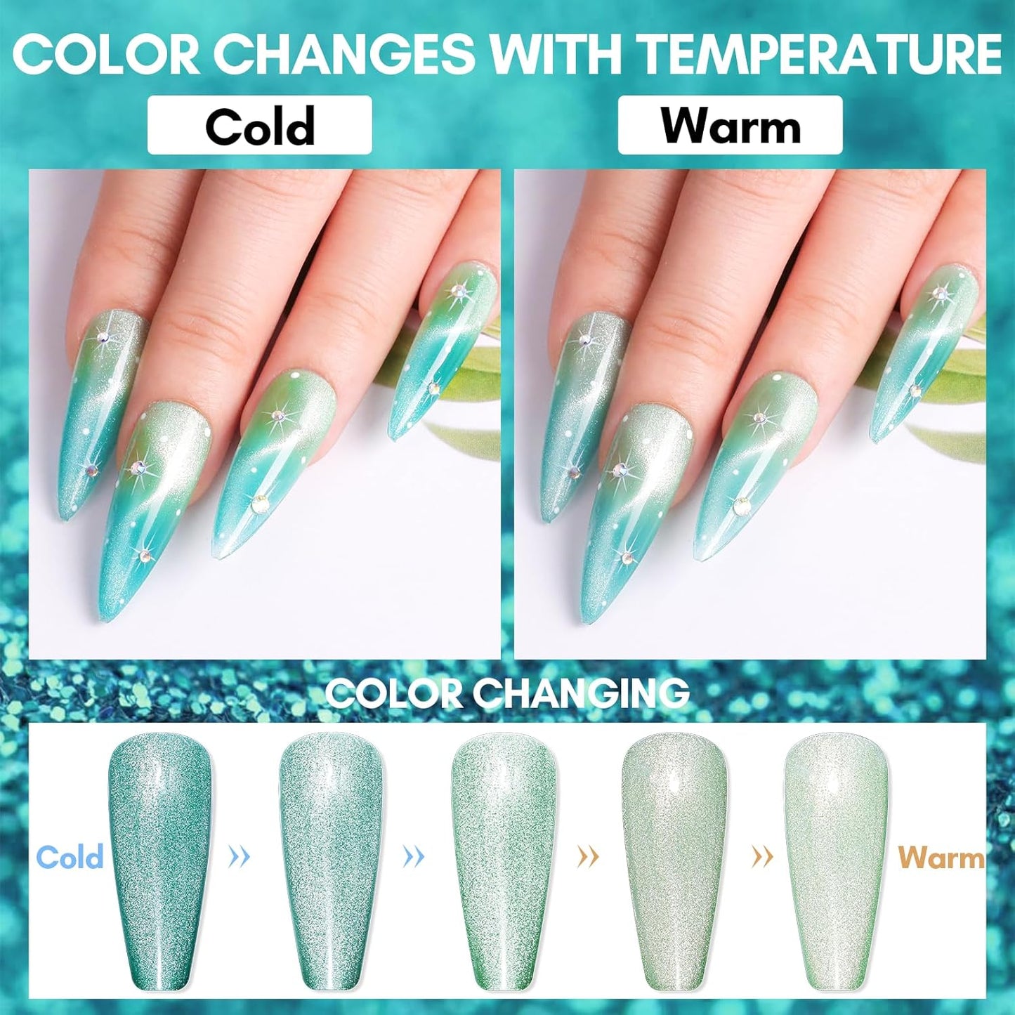 Makartt Cat Eye Gel Nail Polish: Reflective Glitter Gel with Magnet for Temperature Changing Magnetic Nails, Nail Polish UV/LED Light Cured, DIY Nail Art, Salon & Home Use(Olive Catway) 10ml