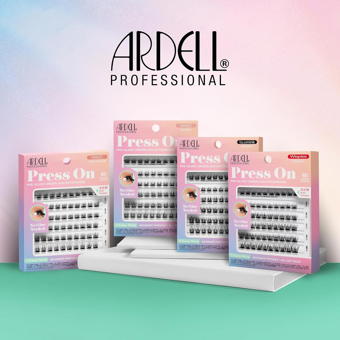 Ardell Press On Lashes Wispies Natural – Pre Glued Lash Clusters for All-Day Wear, No Glue Needed, 60 ct