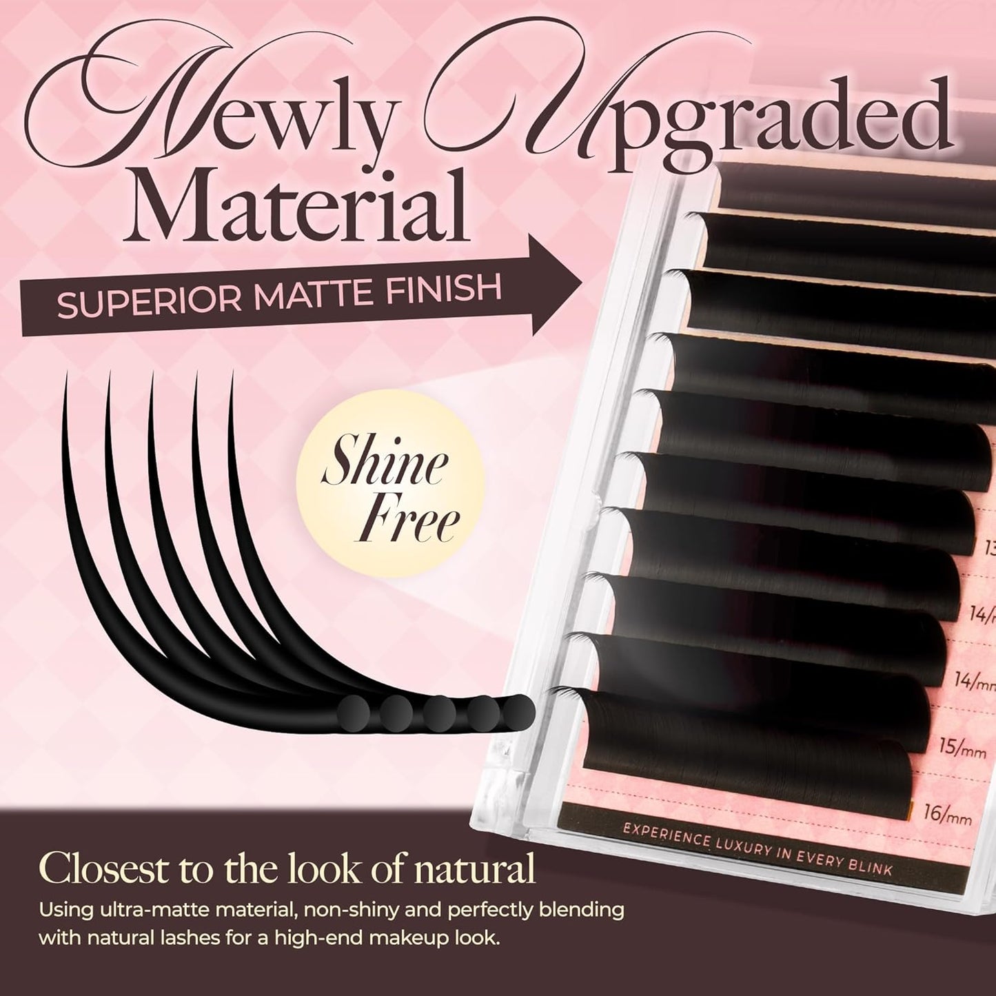 LASHVIEW Volume Lash Extensions 0.03-0.20 J/B/L/C/CC/D Curl 8-16mm Mixed & Single Length Tray, Soft Matte Dark Professional Eyelashes Extension(0.05 CC 8-16mm)