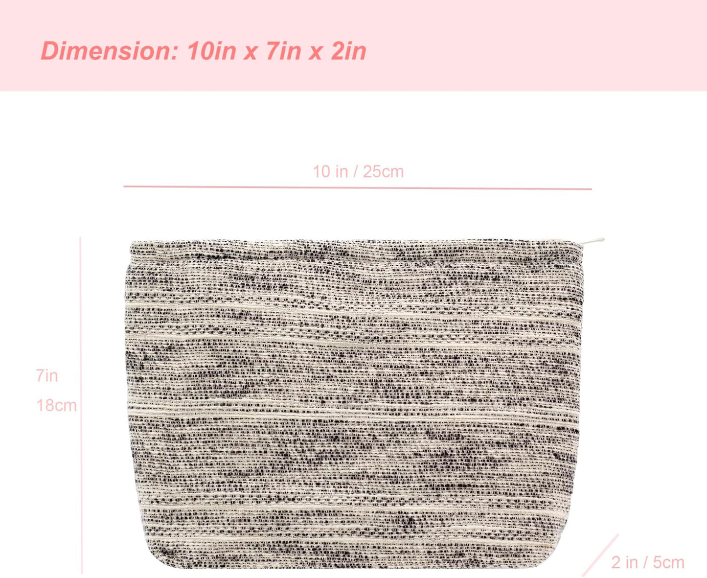 Makeup Bags for Purse Zipper Cosmetic Pouch Large Travel Canvas Make Up Organizer Tool Pouch for Women and Girls,Ripple Grey