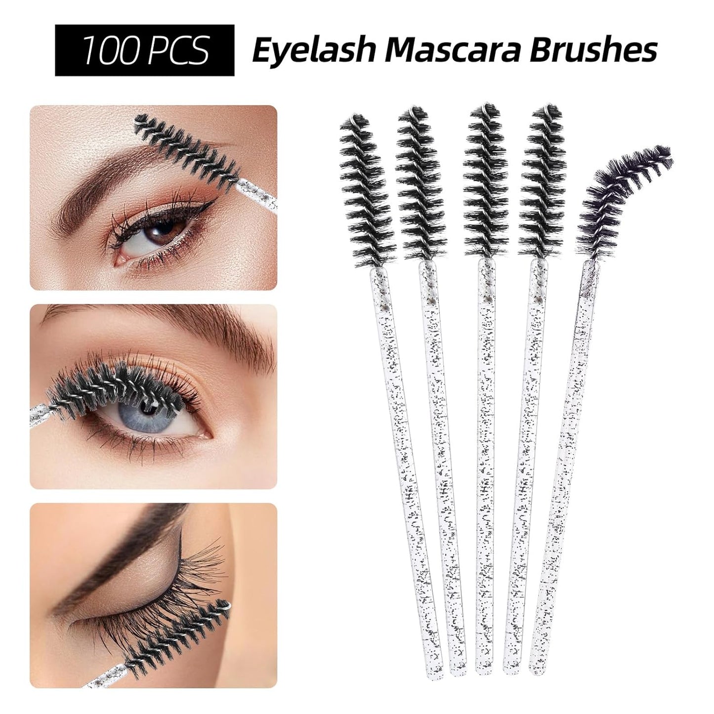 300 Pcs Spoolies Mascara Wands Lip Brushes Micro Swabs Applicator, Disposable Eyelash Brushes Lipstick Tester Makeup Applicator Tool Black