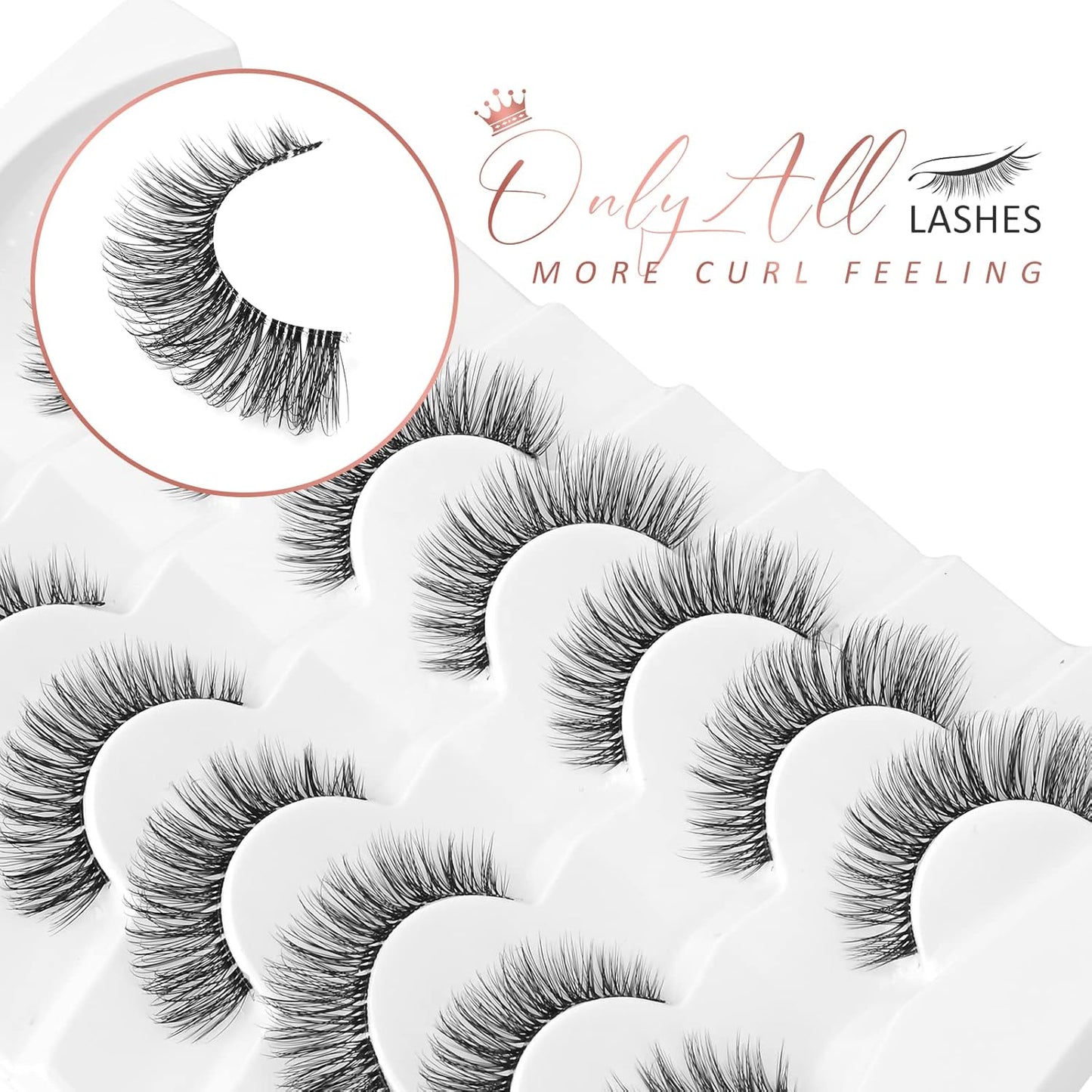 Onlyall Natural Eyelashes Mink False Eyelashes Natural Wispy Lashes Soft Clear Band Lashes Fluffy False Lashes 14MM A11