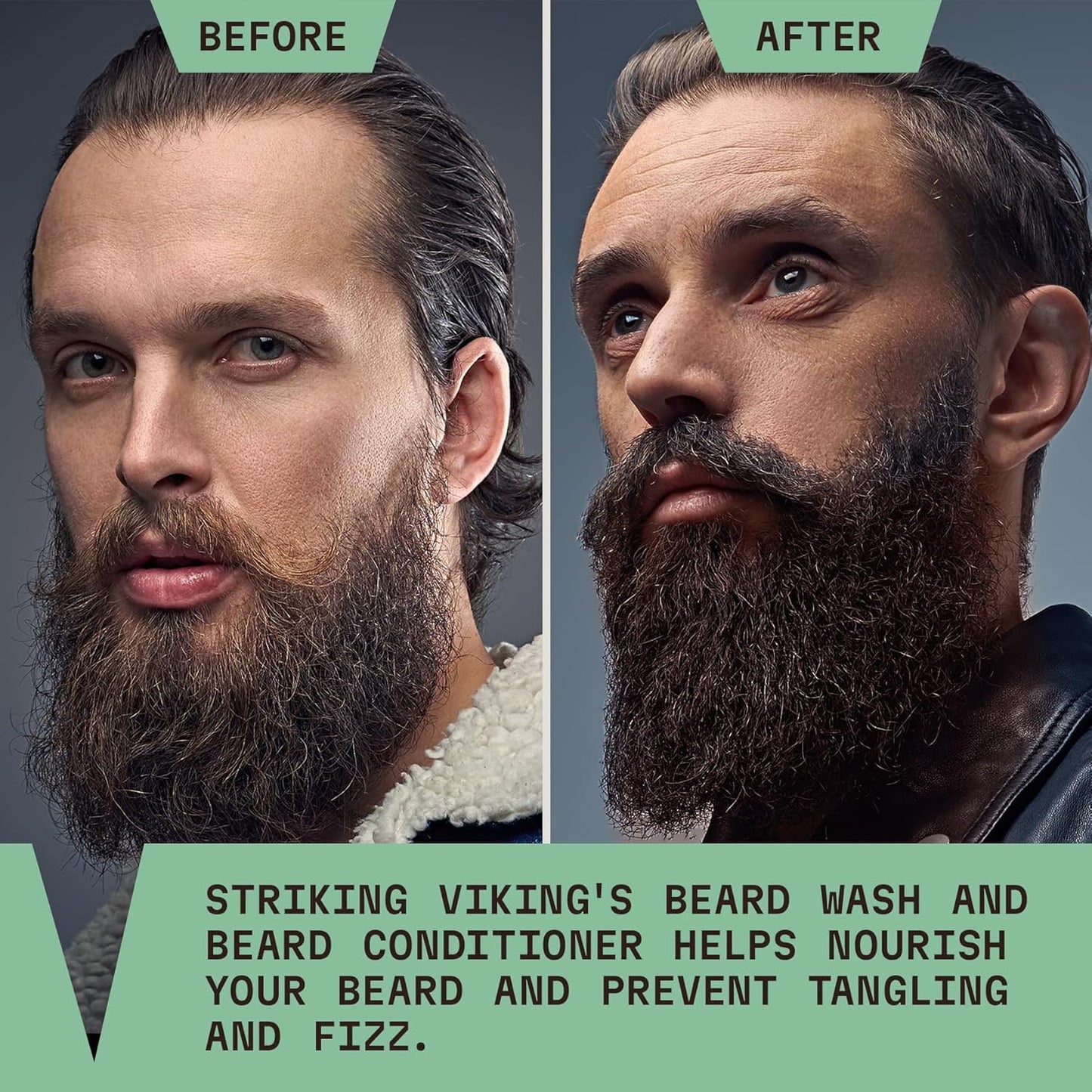 Striking Viking Beard Wash and Conditioner (Tea Tree & Biotin) - Paraben & Sulfate Free Cleansing Care for All Beard Types (10oz Per Bottle)