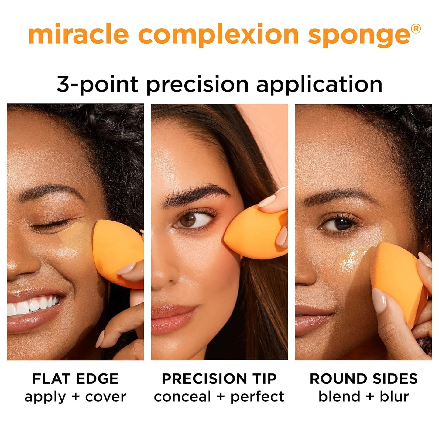 Real Techniques Miracle Complexion Sponge, Makeup Blending Sponge, For Liquid & Cream Foundation, Offers Light To Medium Coverage, Natural, Dewy Makeup, Orange Sponge, Latex-Free Foam, 1 Count