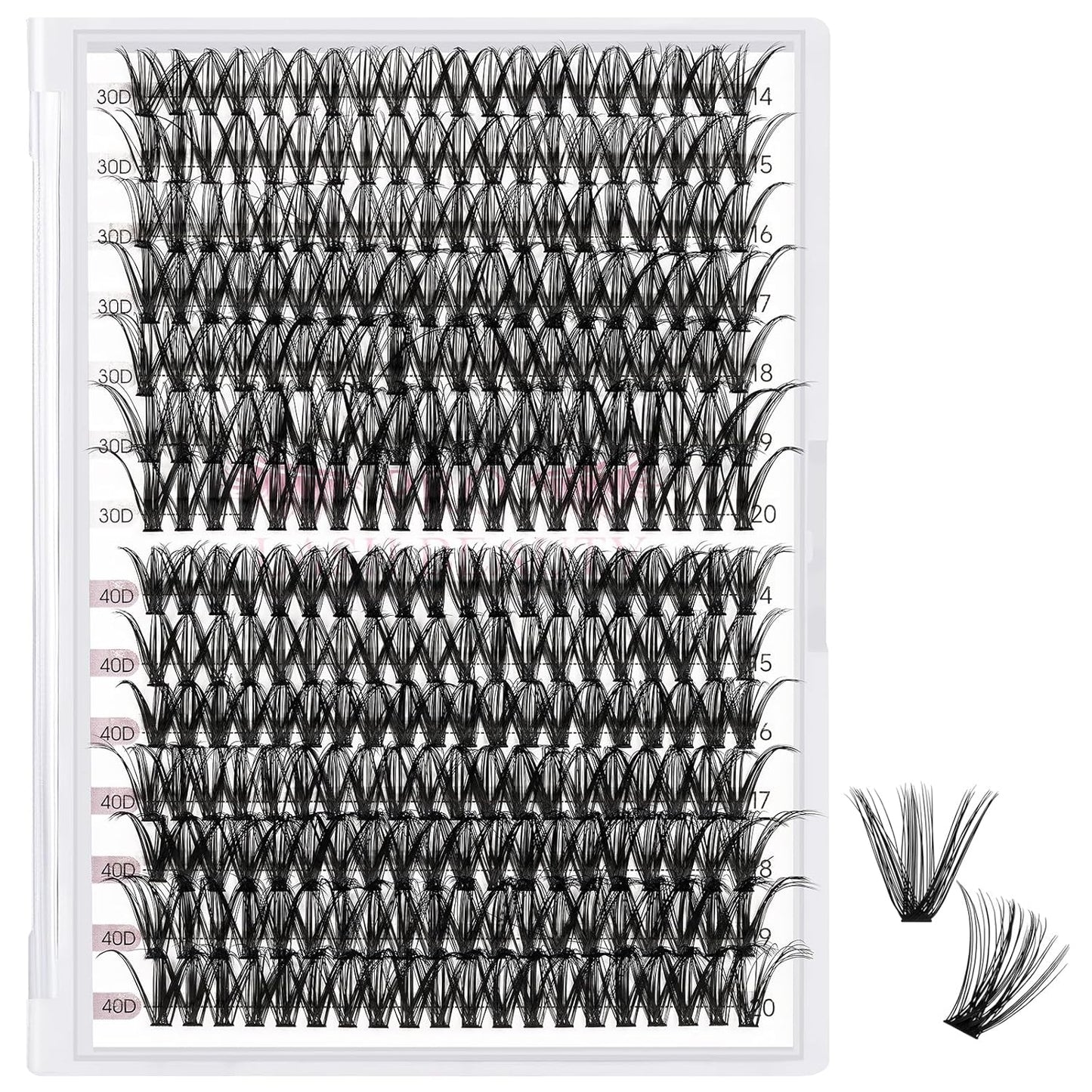 280 Pcs Individual Lashes 40D+50D Mixed Lash Clusters 14 Rows Cluster Lashes that Look Like Eyelash Extensions DIY Lash Extension Self Application At Home (40+50-D-14-20mix)