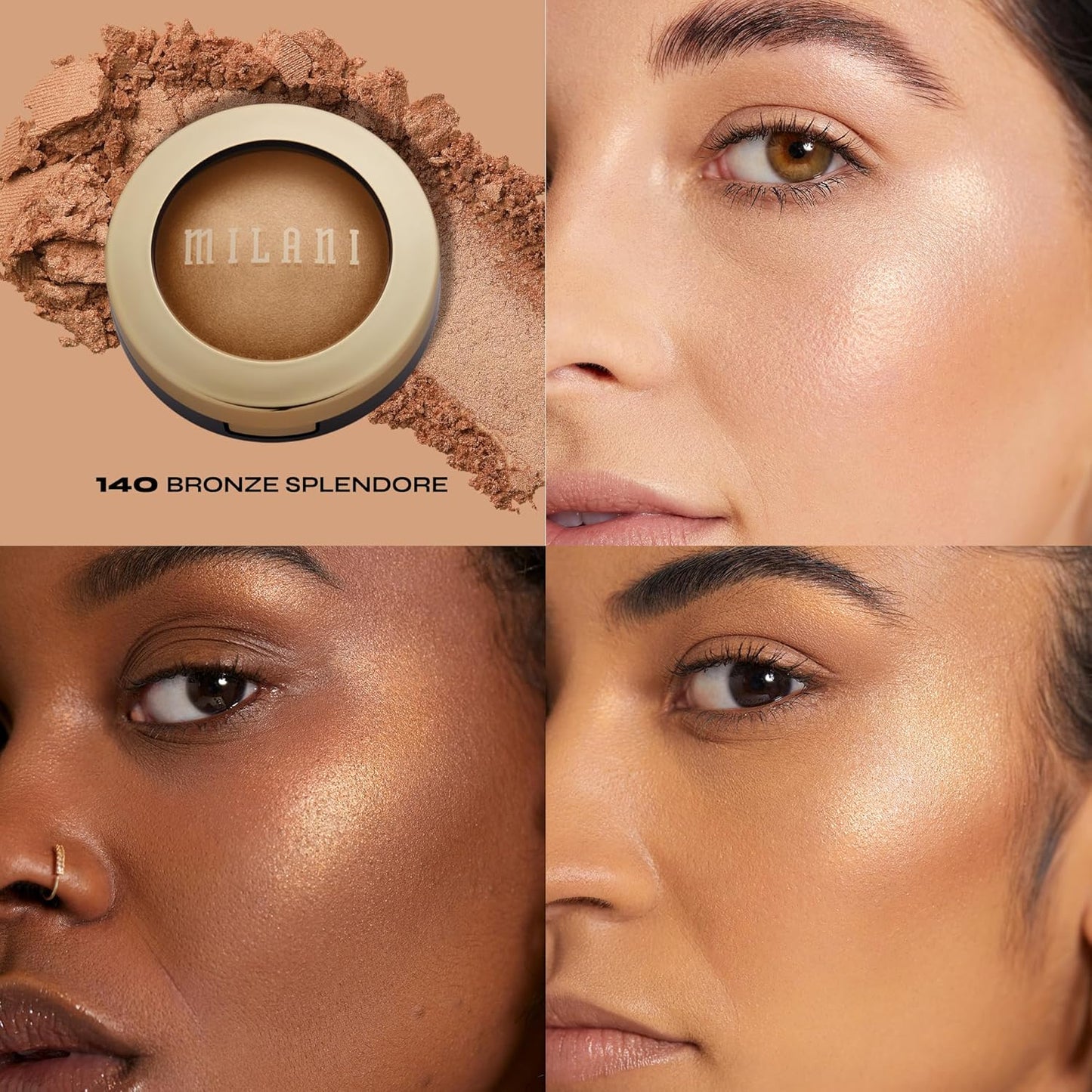 Milani Highlighter Makeup - Baked Contour Powder & Face Highligher, Made in Italy - Bronze Splendore