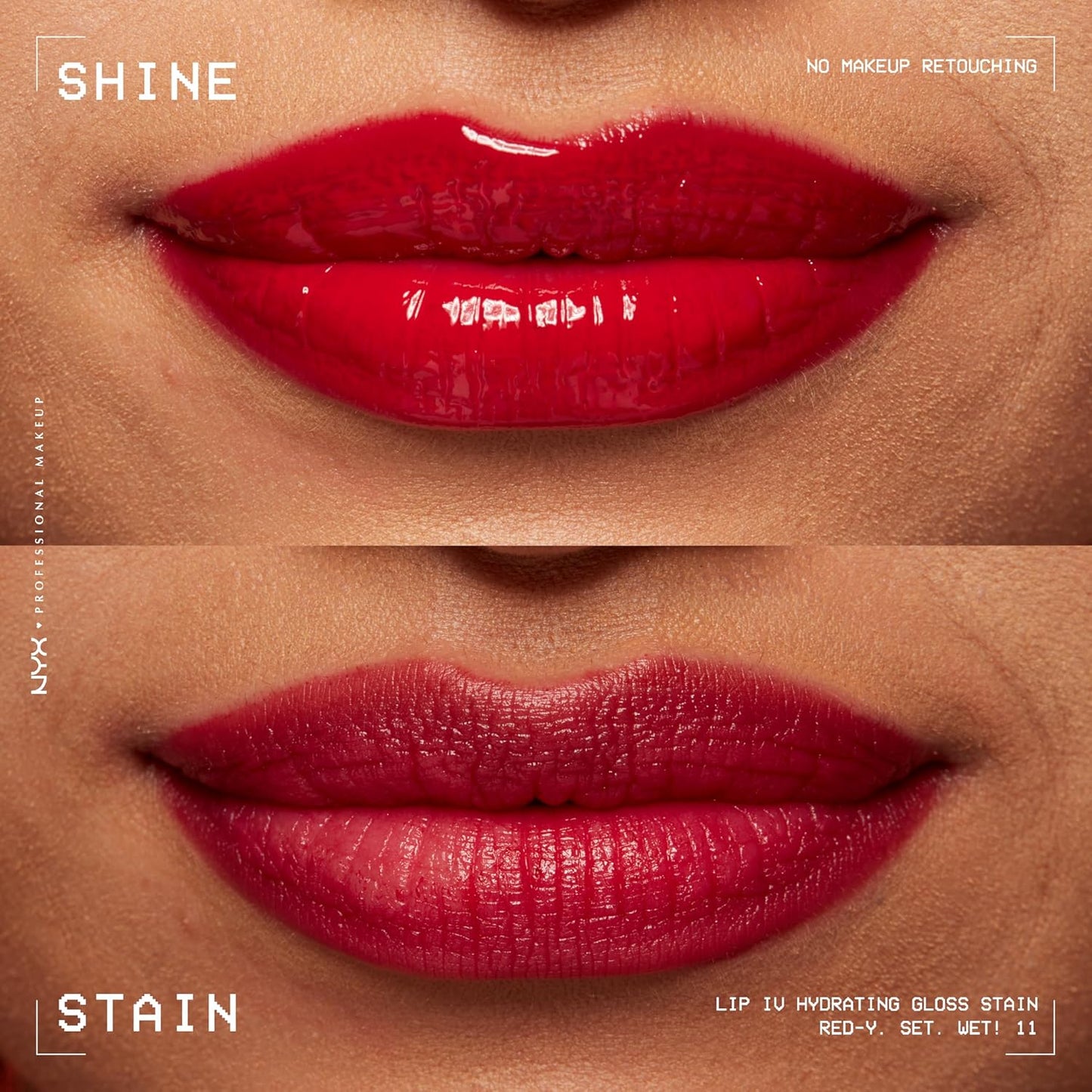 NYX PROFESSIONAL MAKEUP Lip IV Hydrating Glossy Lip Stain with 12HR Hydration - Red-y Set Wet (Red)