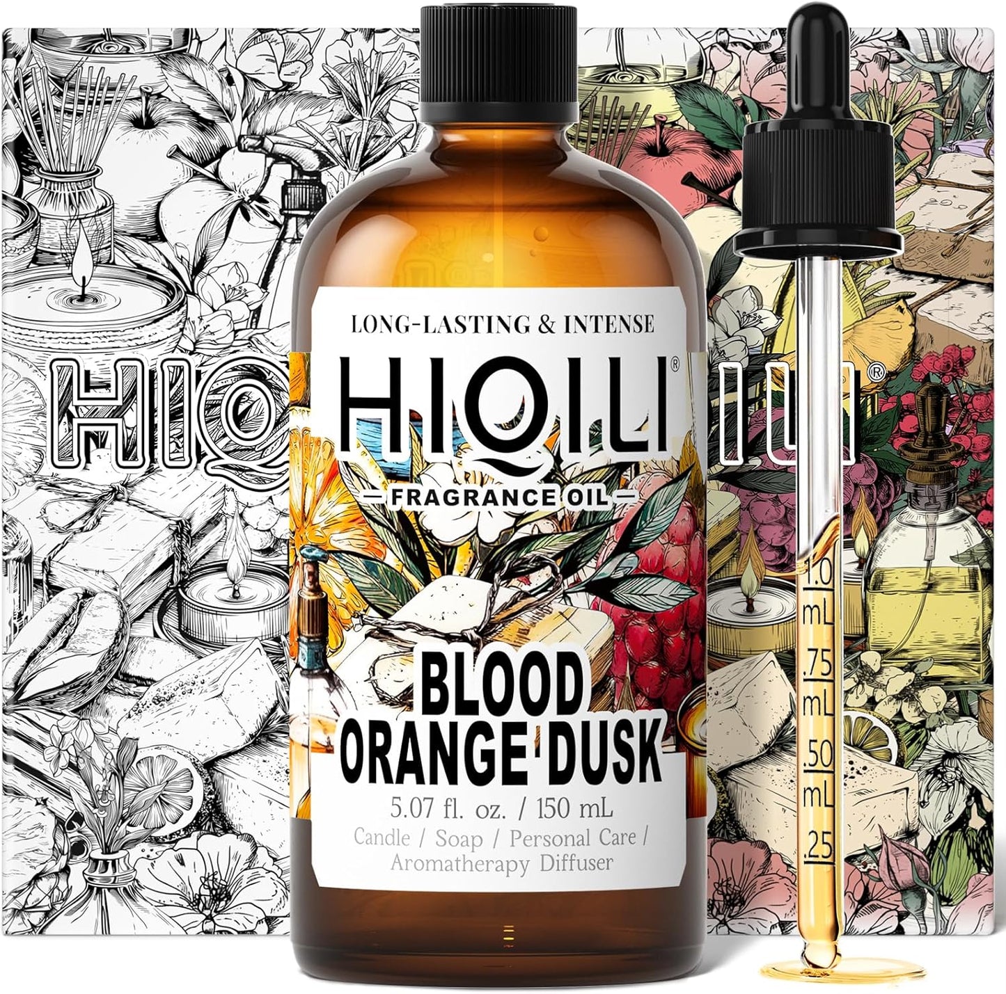 HIQILI Blood Orange Dusk Fragrance Oil for Diffuser, Inspired by Alr-Cologne Or.San-guine, Candle, Soap, Perfume, Spary Making, Citrus Scent, Long-Lasting Aroma - 5.07 Fl Oz