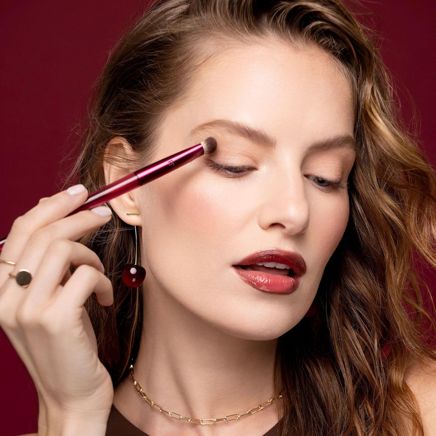 Real Techniques Cherry On Top MesmerEYES Brush Trio, Limited Edition Makeup Brush Set, Synthetic Bristles, Eyeshadow Blending Brushes, Vegan & Cruelty-Free, For Powder & Cream Shadow, 3 Piece Set