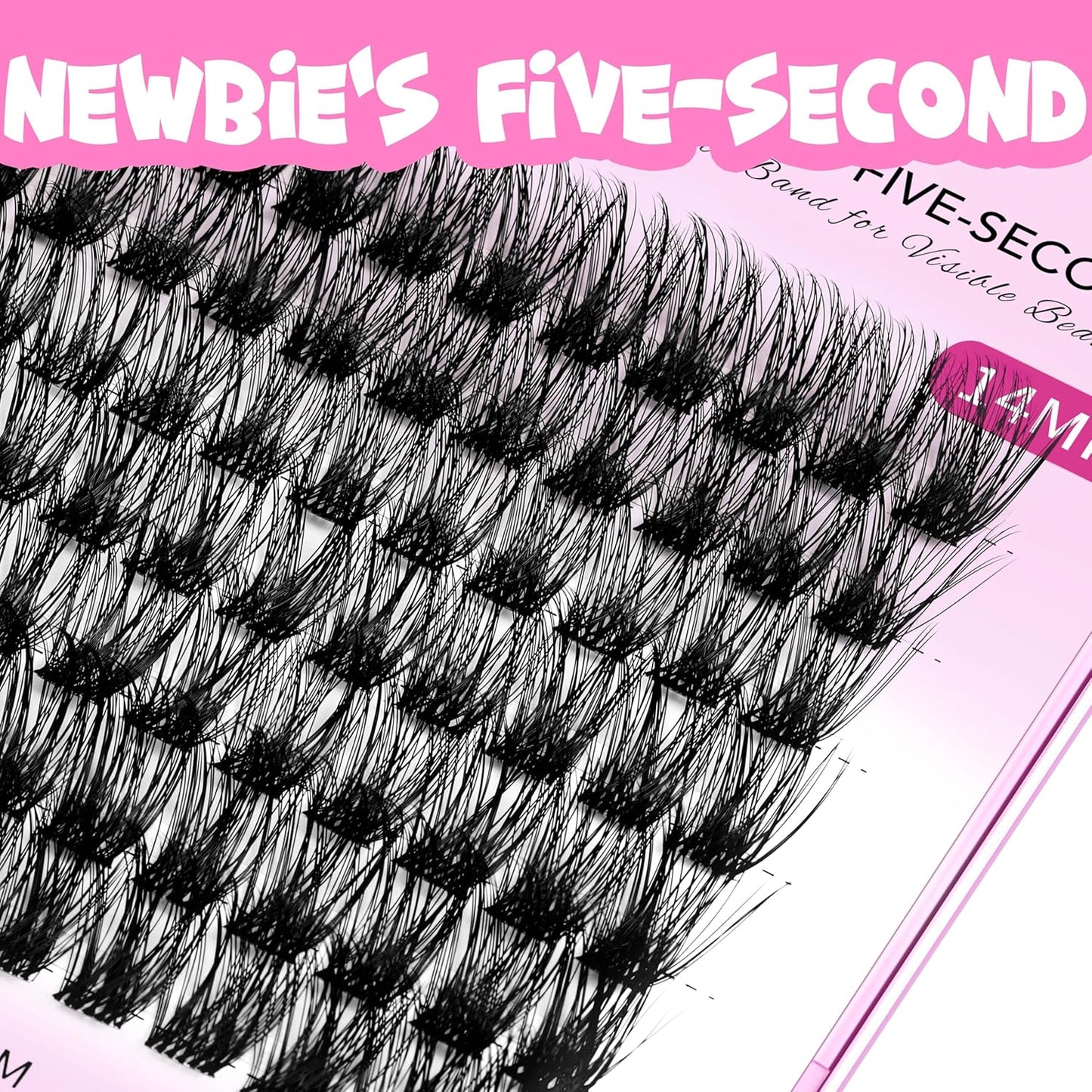 VEYESBEAUTY Lash Clusters Individual Eyelash Extensions Thin & Invisible Band DIY False Eyelashes for Self-application Newbie's Five-Second Series Wispy Lash Tray, Dreamy 14mm Single Length