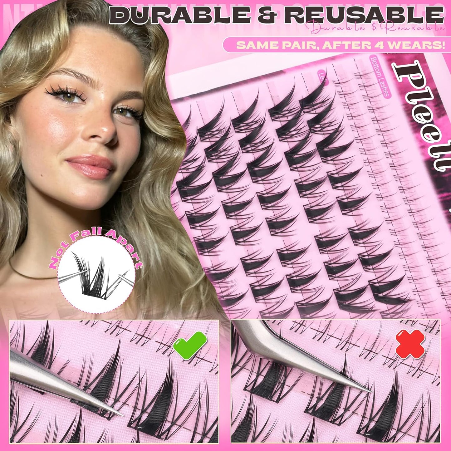 Fox Eye Lash Clusters Fairy Eyelash Clusters with Bottom Lashes Wispy Spiky Cluster Eyelash Extensions Natural C Curly Individual Lashes Manga Lash Extension Left+Right Cat Eye Lash Cluster by Pleell