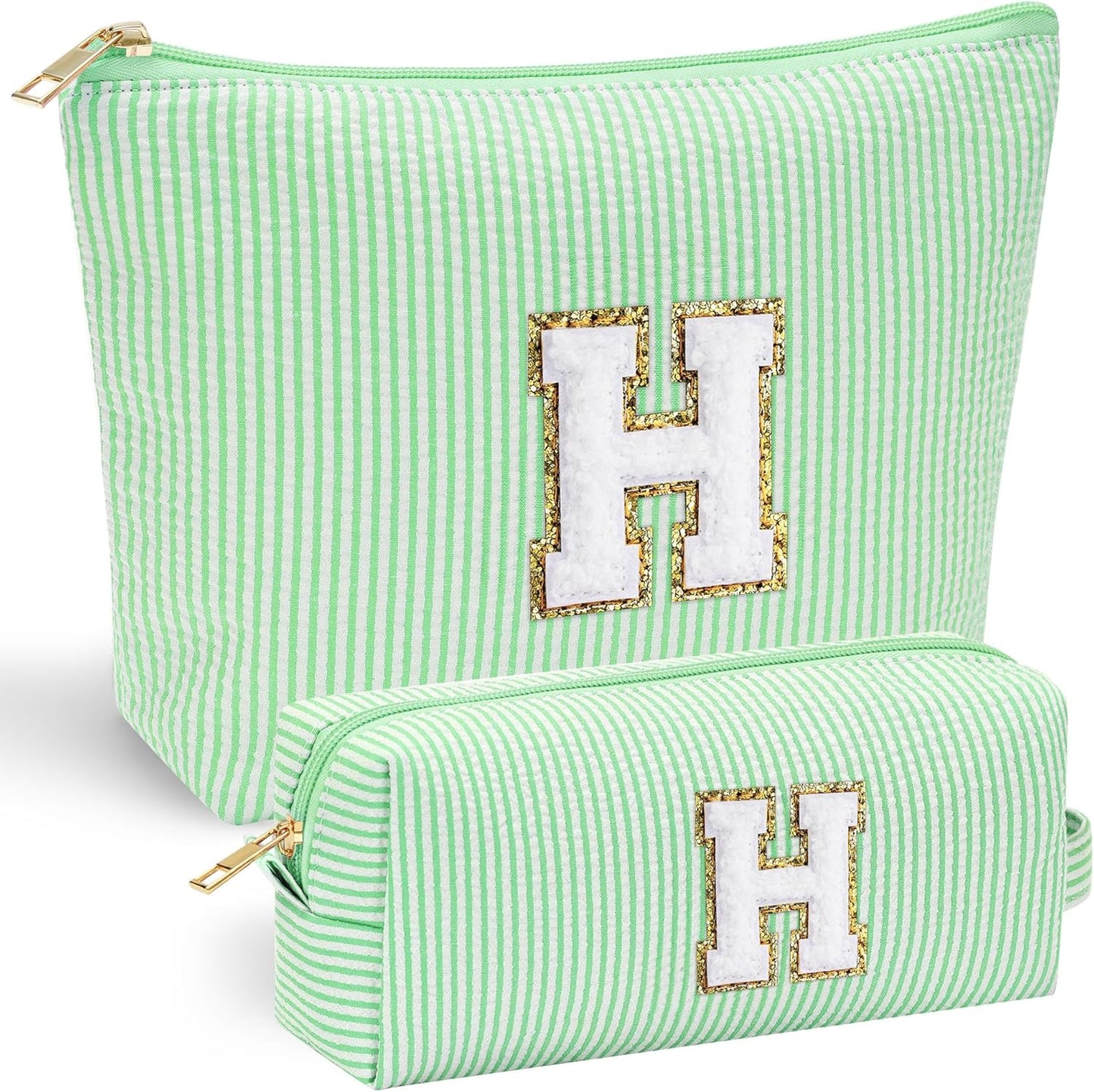 YOOLIFE Initial Makeup Bag for Women - Teen Girl Gifts Trendy Stuff Monogram Cute Makeup Bags Make Up Case for Women Her Best Friend Friendship Sister Teacher, Personalized Birthday Gifts H