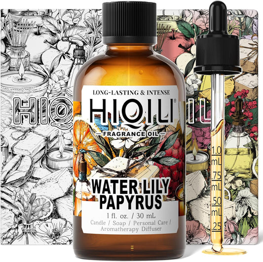 HIQILI Water Lily Papyrus Fragrance Oil for DIY Soap, Inspired by ISY-Myake L.d'Isy, Perfume, Candle Making, Fresh Scents for Laundry Dryer Balls, Gifts- 1 Fl Oz
