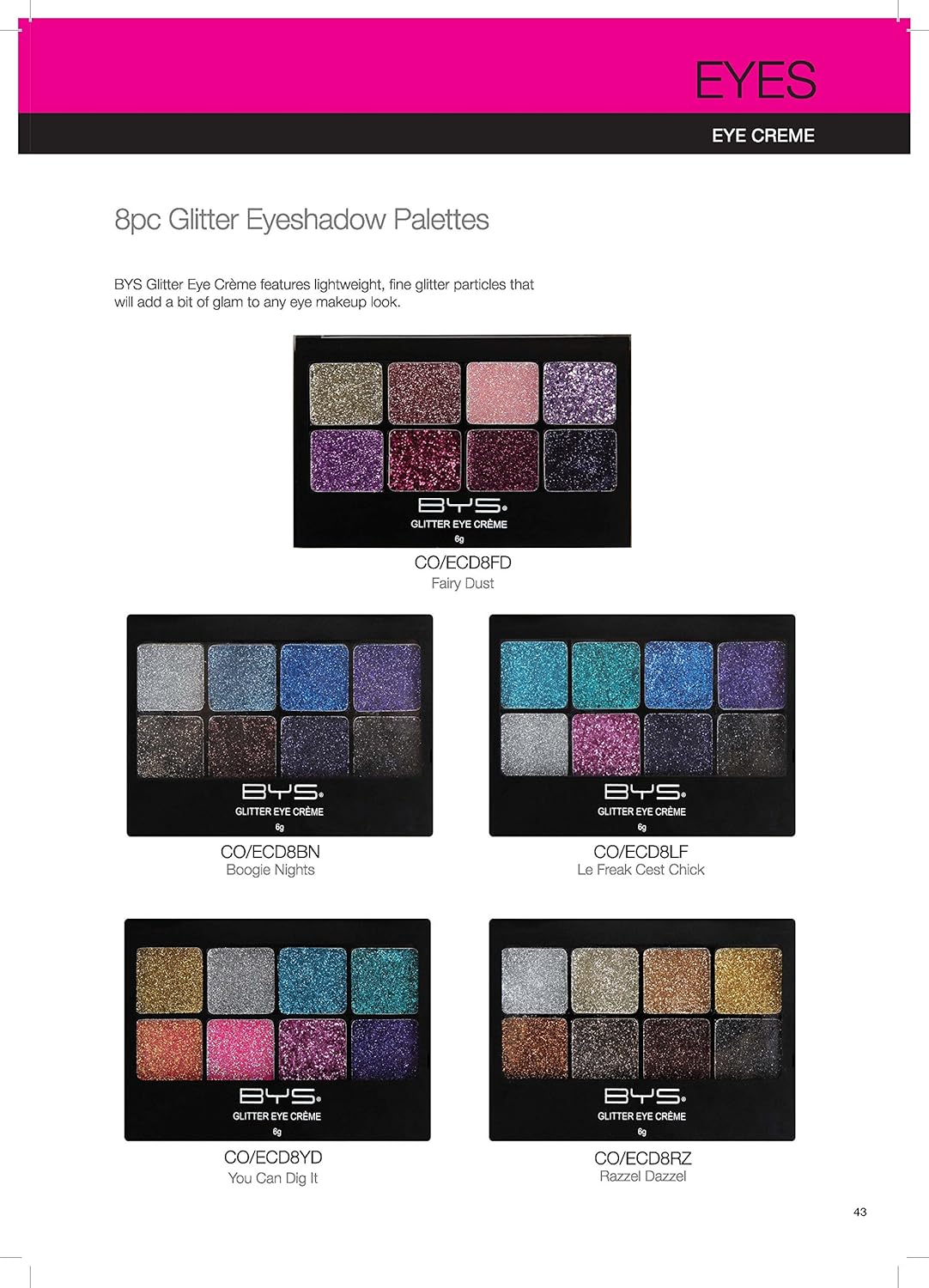 BYS Glitter Gel Makeup Palette 8 shades - Razzle Dazzle